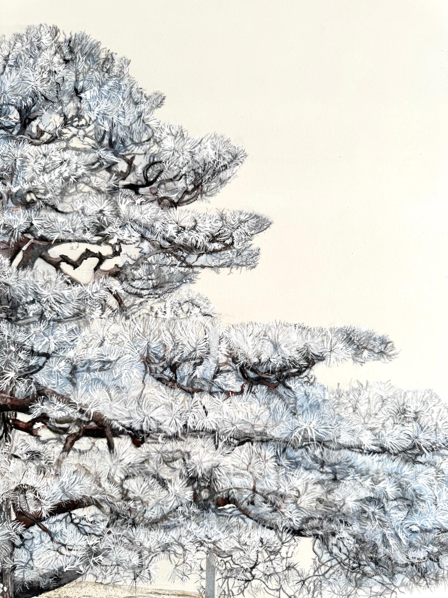 Einsamkeit - Nijoujou Pine von Lumi Mizutani - Landschaftsgemälde im japanischen Stil im Angebot 9