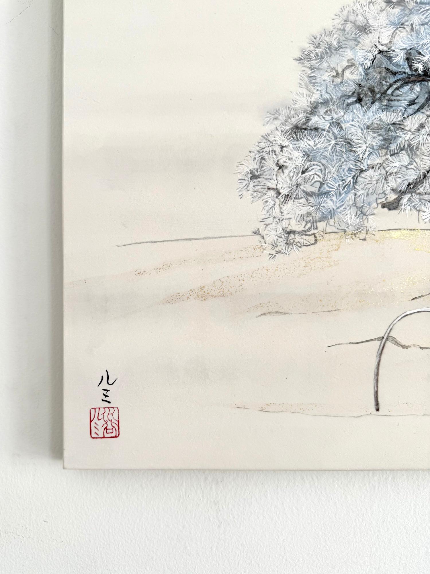 Einsamkeit - Nijoujou Pine von Lumi Mizutani - Landschaftsgemälde im japanischen Stil im Angebot 15