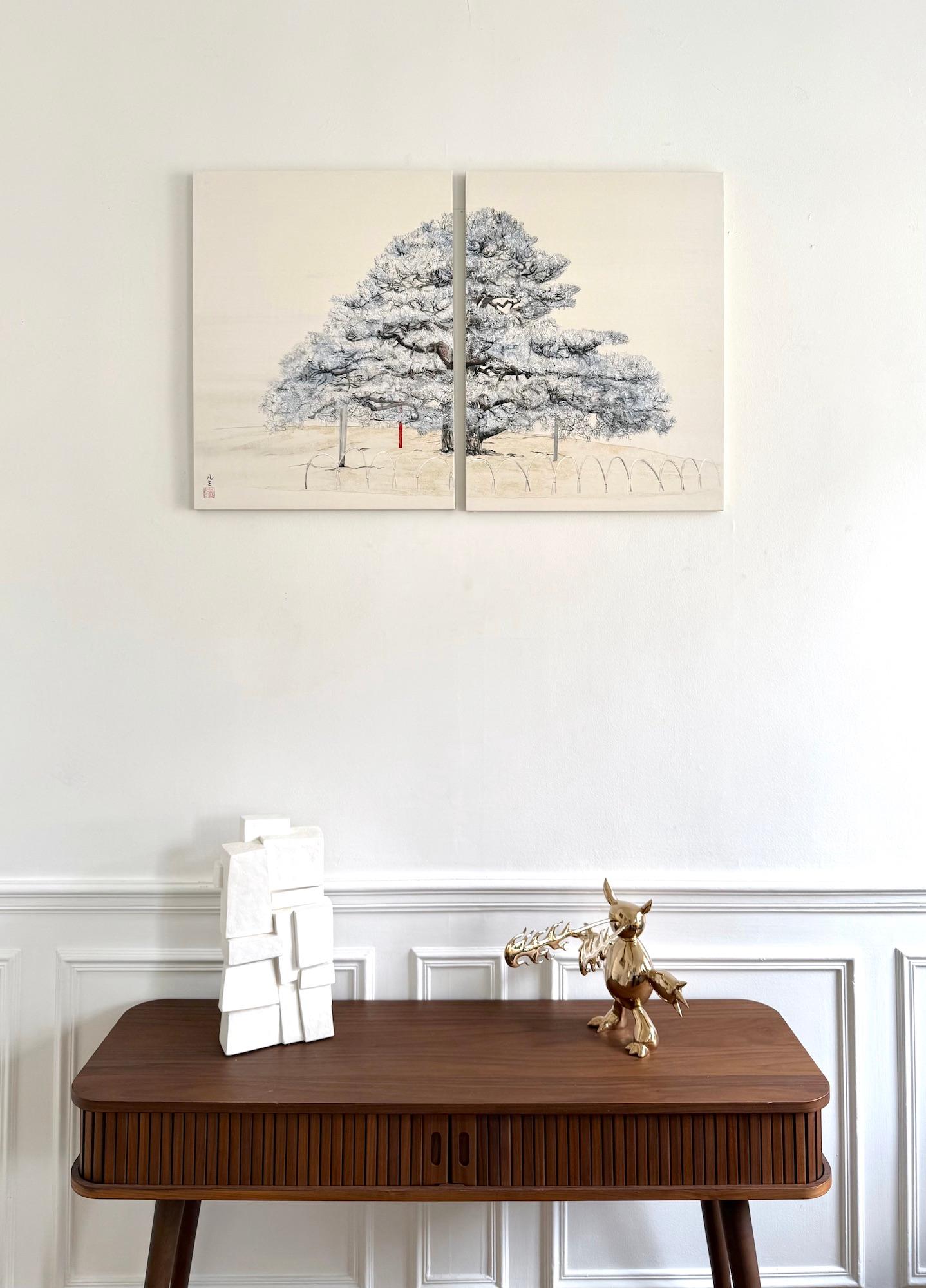 Einsamkeit - Nijoujou Pine von Lumi Mizutani - Landschaftsgemälde im japanischen Stil im Angebot 2