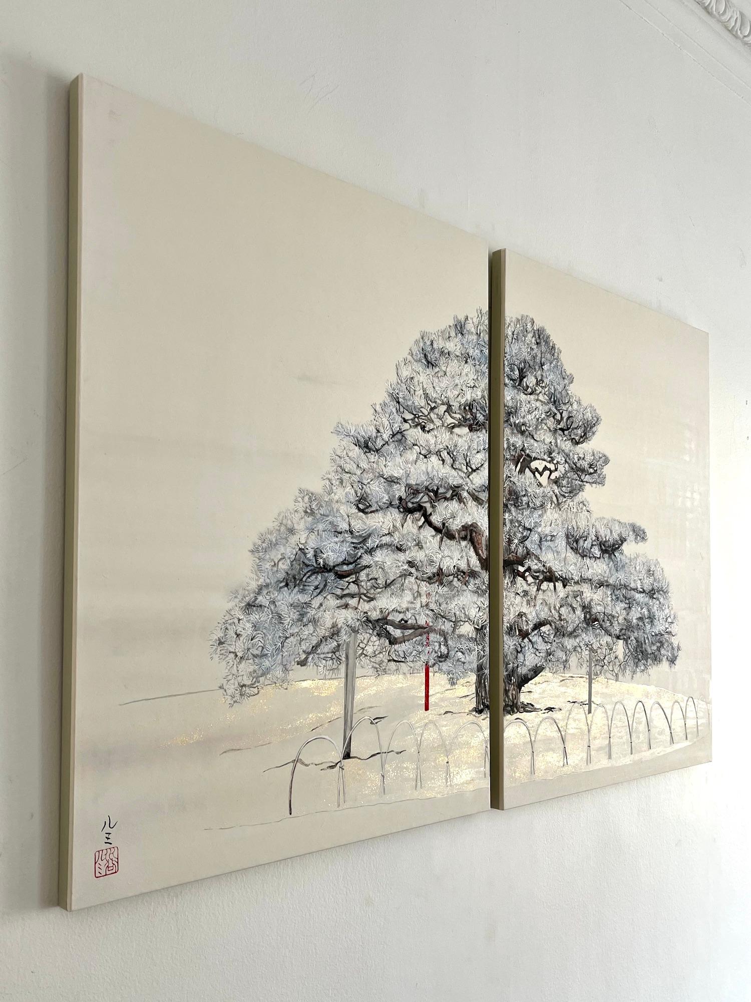 Einsamkeit - Nijoujou Pine von Lumi Mizutani - Landschaftsgemälde im japanischen Stil im Angebot 4