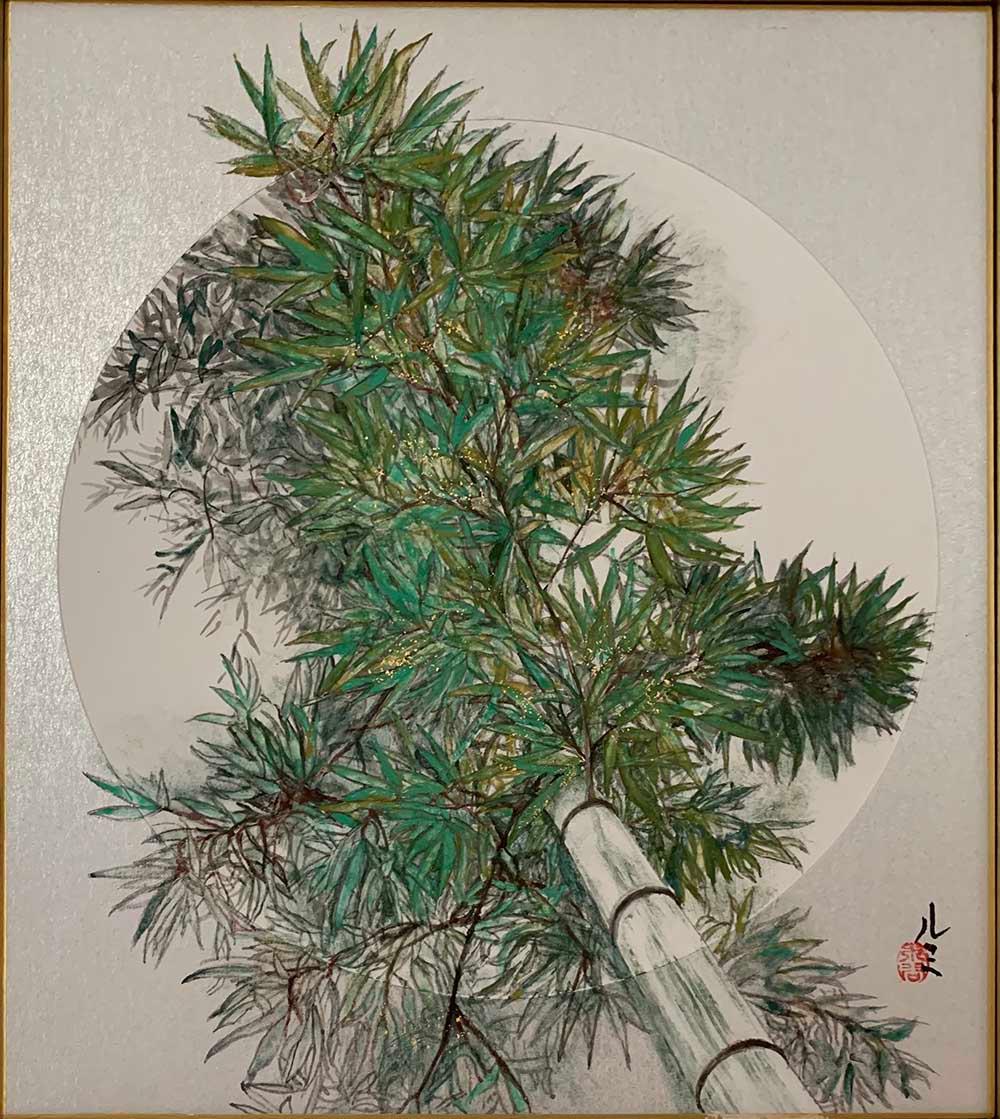 Magnificence III de Lumi Mizutani - peinture de style japonais, arbre, nature, vert en vente 1