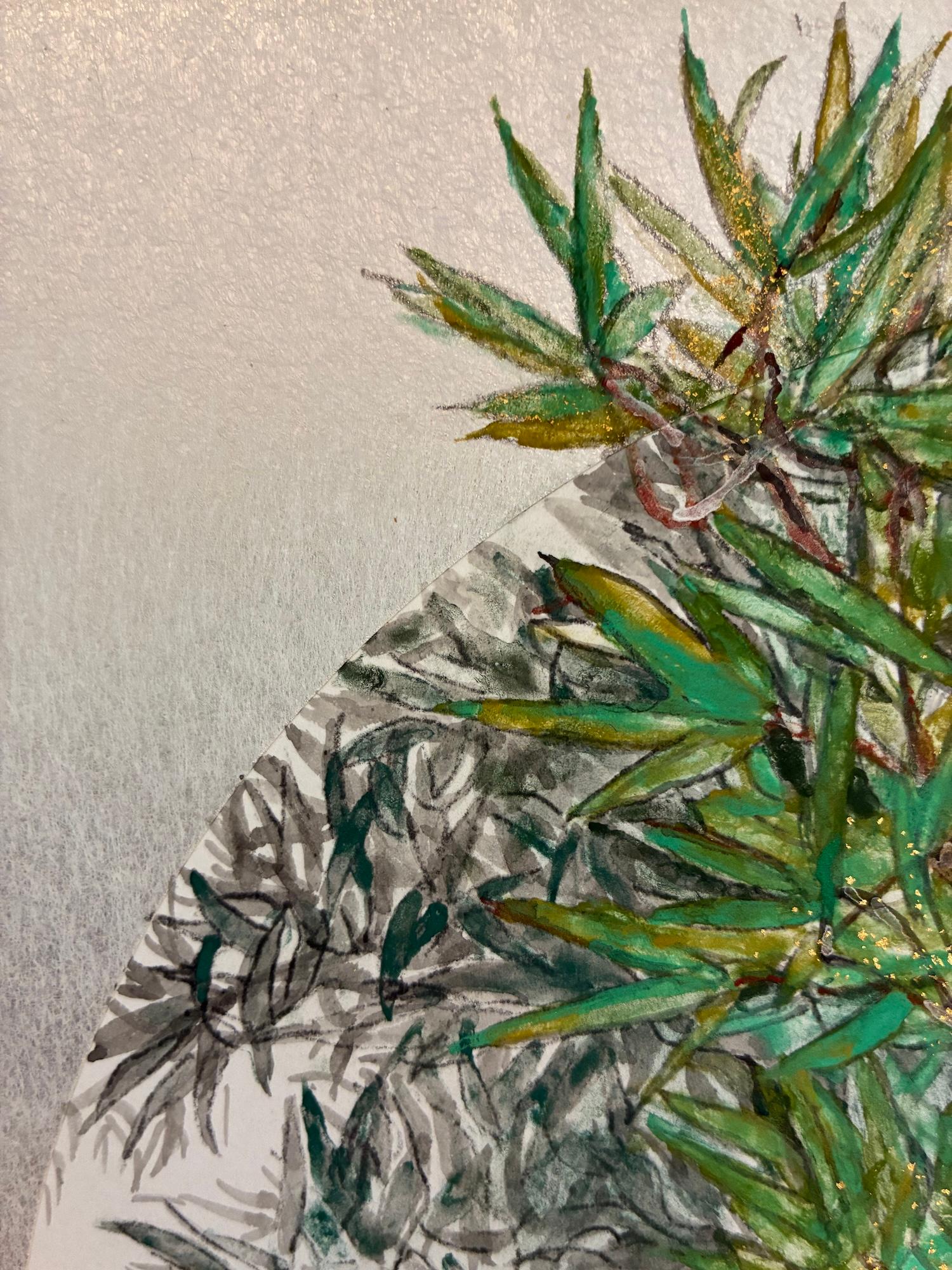 Magnificence III de Lumi Mizutani - peinture de style japonais, arbre, nature, vert en vente 8