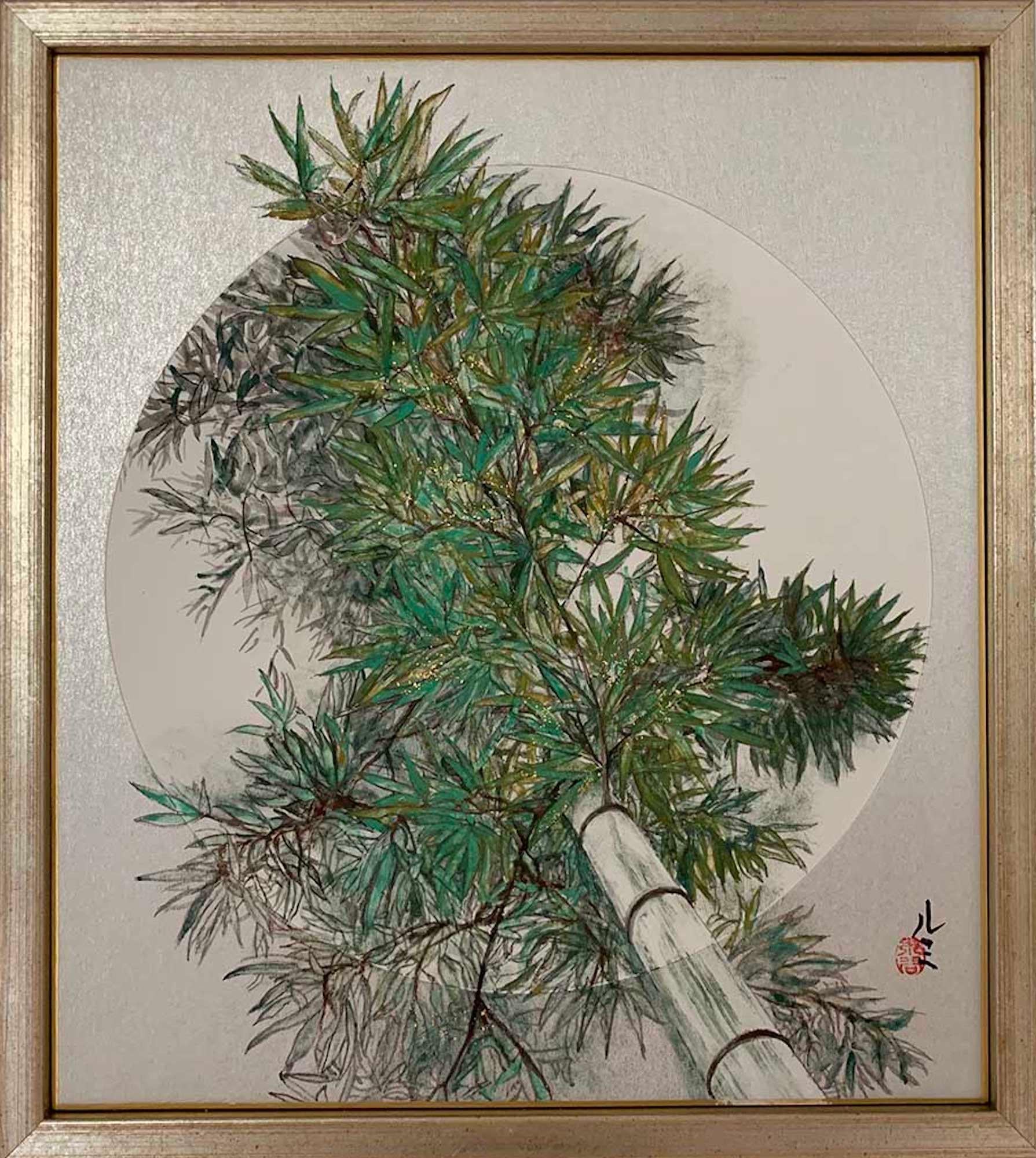 Magnificence III is a unique painting by contemporary artist Lumi Mizutani. The painting is made with India ink, Japanese pigments and gold leaves on Japanese cardboard, dimensions are 27 × 24 cm (10.6 × 9.4 in). Dimensions of the framed artwork are