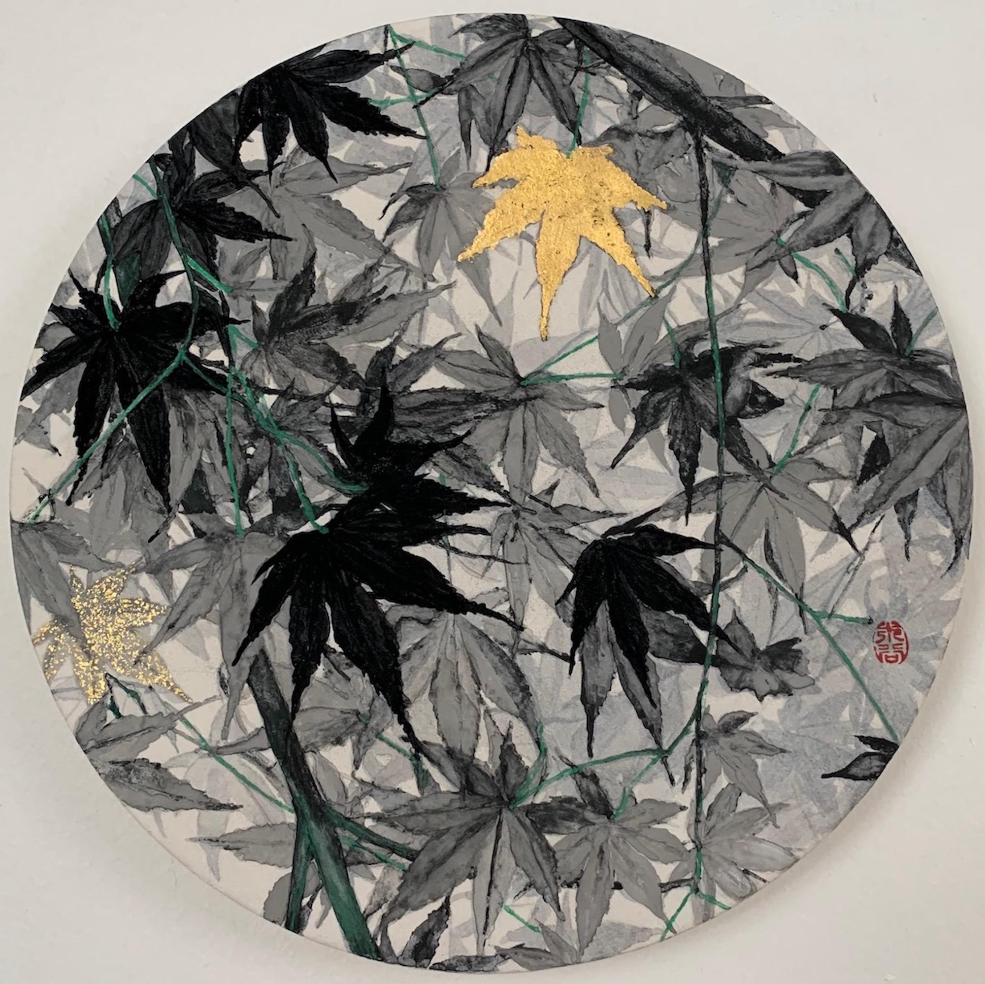 Arces de Lumi Mizutani - Pintura paisajista de estilo japonés, negro y dorado