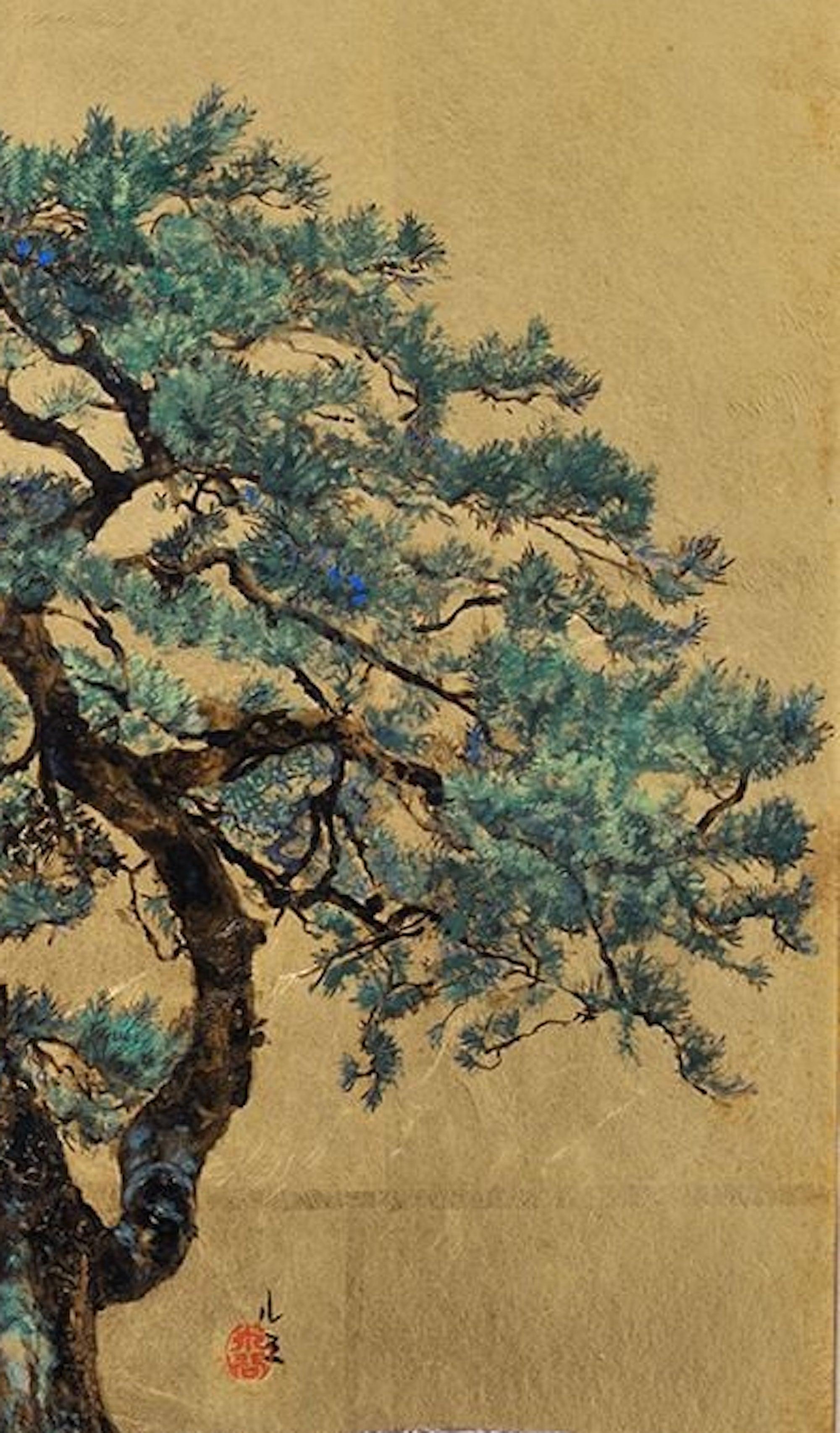 Mémoire de Lumi Mizutani - peinture de paysage de style japonais, arbre, figuratif en vente 3
