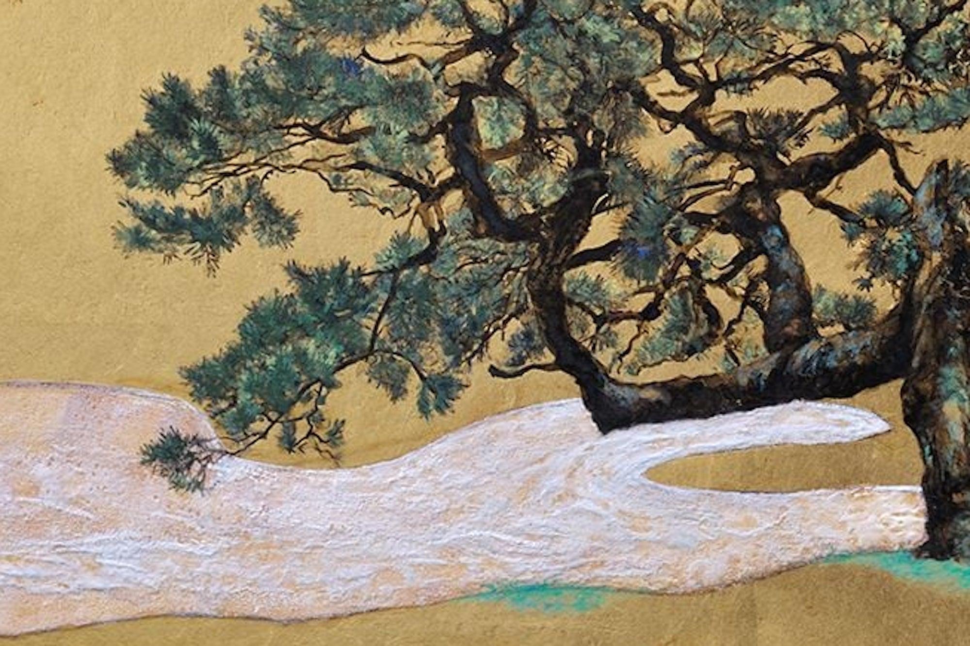 Mémoire de Lumi Mizutani - peinture de paysage de style japonais, arbre, figuratif en vente 4
