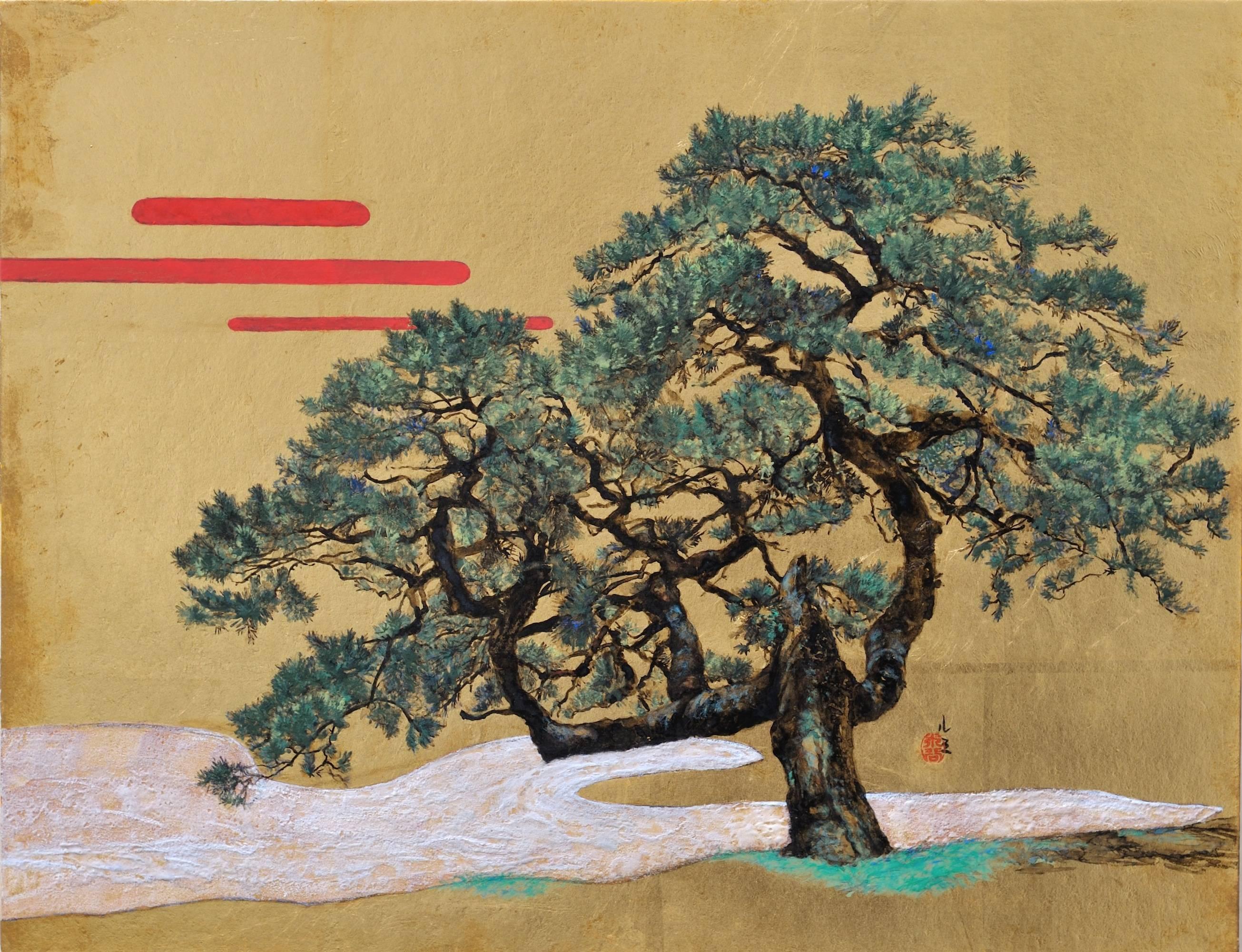 Memory von Lumi Mizutani – Landschaftsmalerei im japanischen Stil, Baum