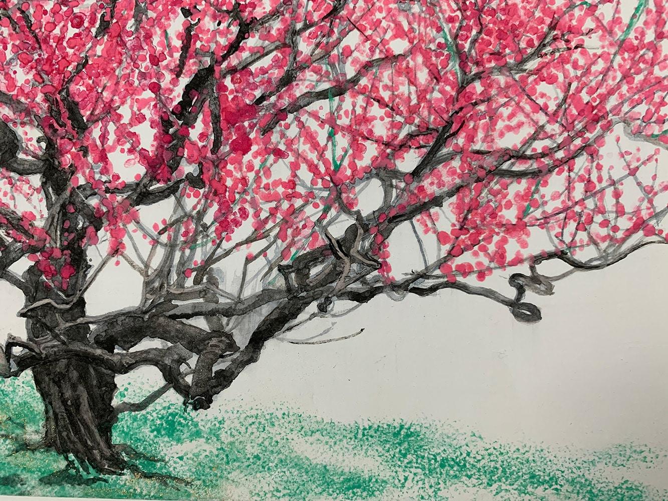 Mondschein-Higashiyama-Pflaumenbaum von Lumi Mizutani - Japanische Pigmente, Blattgold im Angebot 3