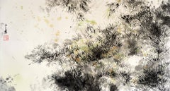 Mu I by Lumi Mizutani - Japanese style painting, ink, leaves, watercolour style