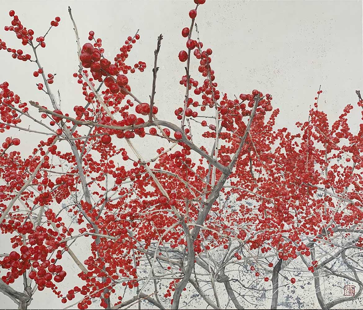 New York Landscape - The High Line III by Lumi Mizutani - Japanese painting, red