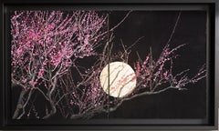 Lumi Mizutani - Nocturn III by Lumi Mizutani - Japanese painting, gold leaf, black, pink, nature Nocturn III by Lumi Mizutani - Japanese painting, gold leaf, black, pink, nature
