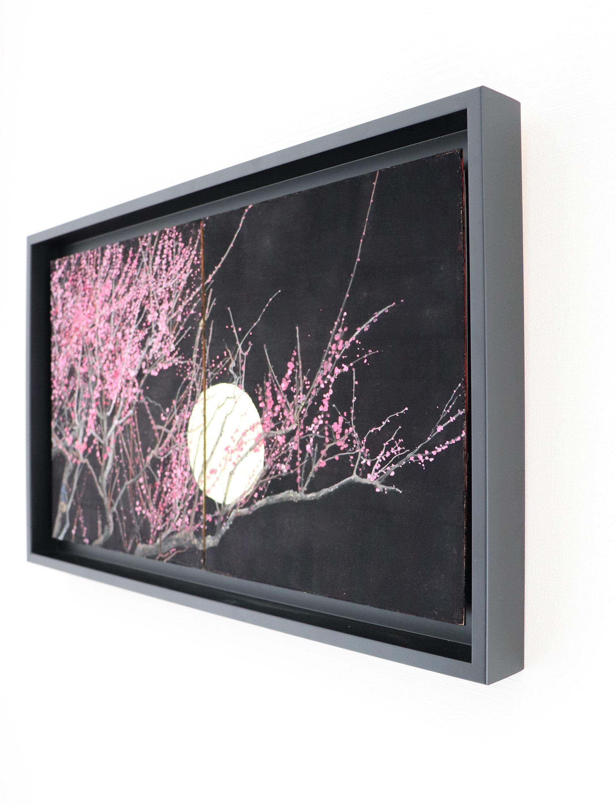 Nocturn III by Lumi Mizutani - Japanese painting, gold leaf, dark background For Sale 4