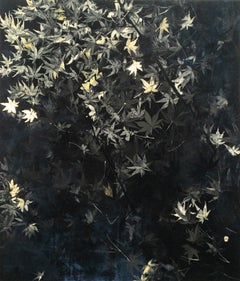 Nocturn V by Lumi Mizutani - Japanese Style Landscape Painting, black and gold