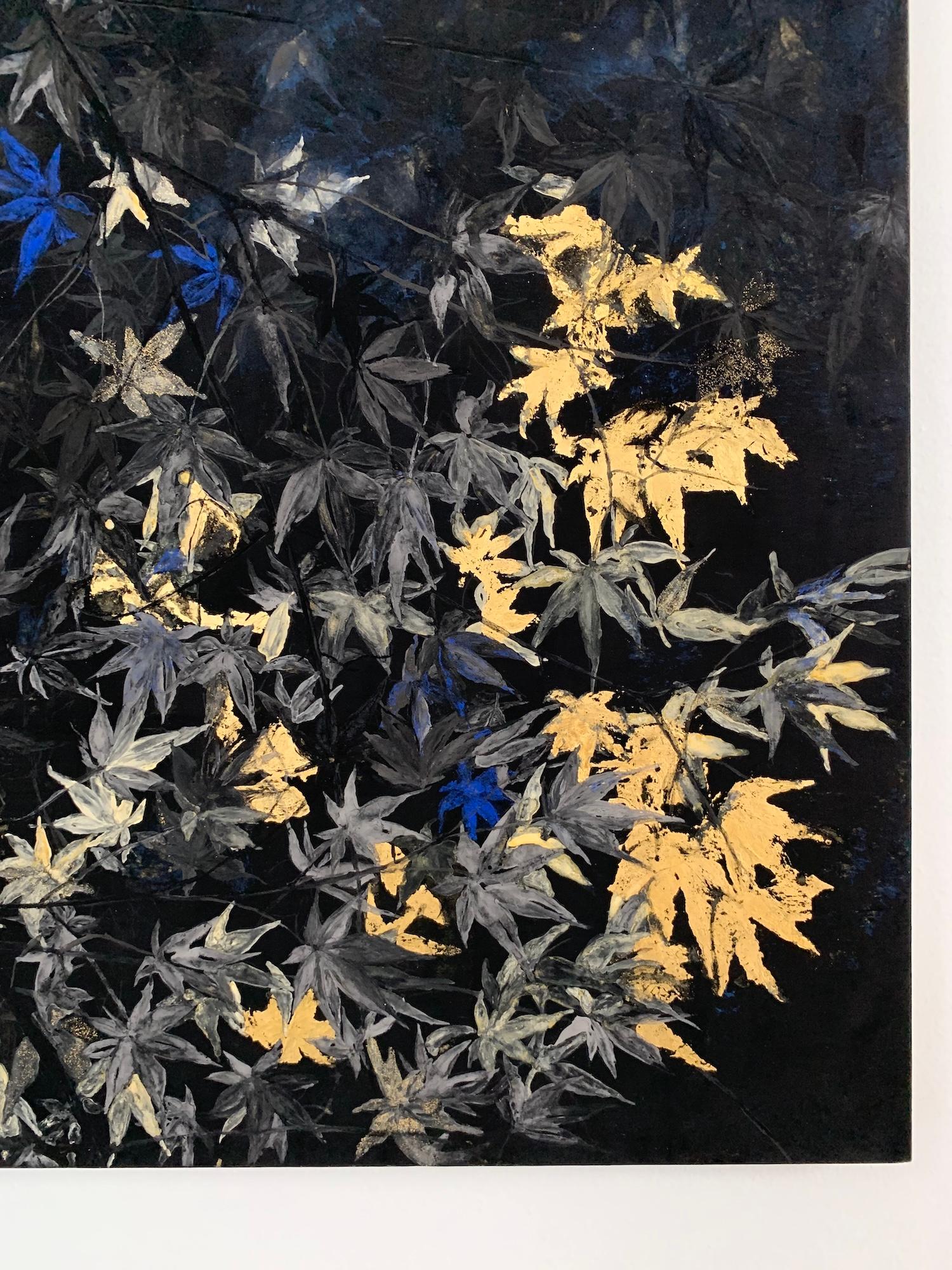 Nocturn VI von Lumi Mizutani – Landschaftsgemälde im japanischen Stil, schwarz und gold im Angebot 10