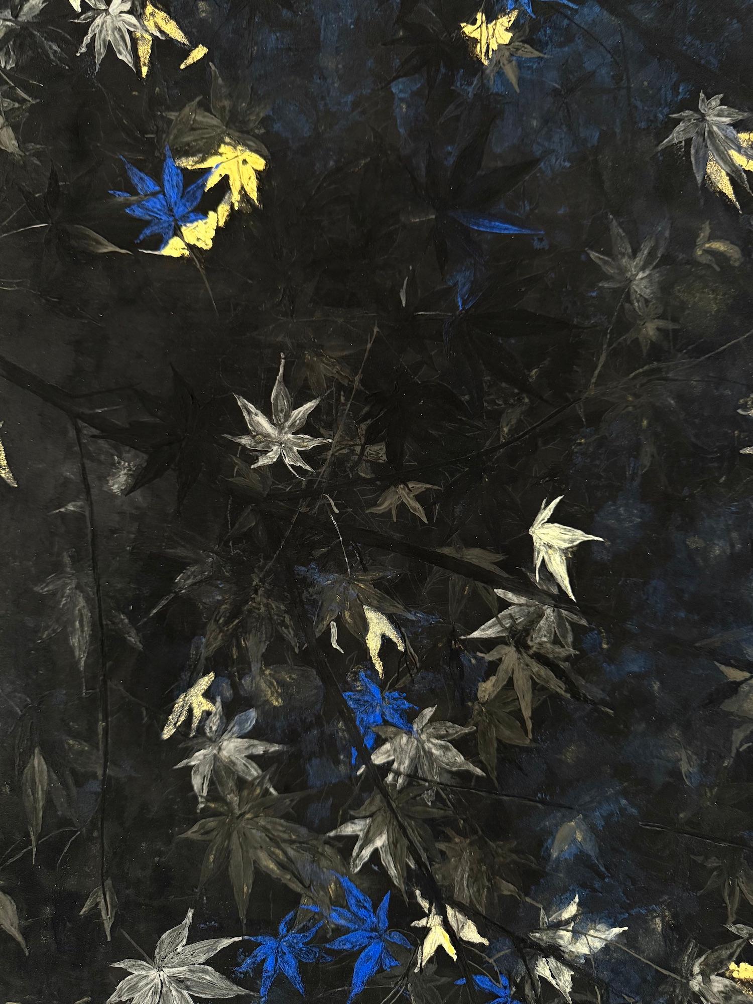 Nocturn VI von Lumi Mizutani – Landschaftsgemälde im japanischen Stil, schwarz und gold im Angebot 15