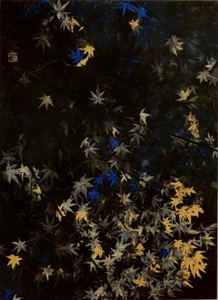 Nocturn VI by Lumi Mizutani - Japanese style landscape painting, black and gold