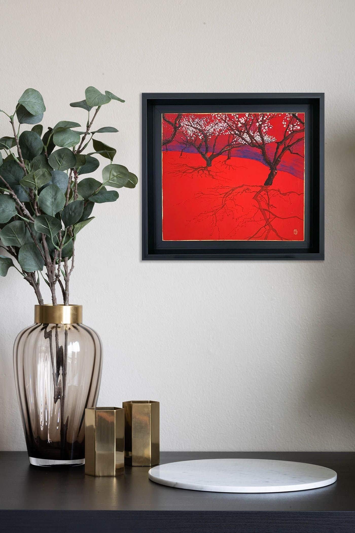 Plume de Higashiyama I de Lumi Mizutani - peinture de style japonais, rouge en vente 2