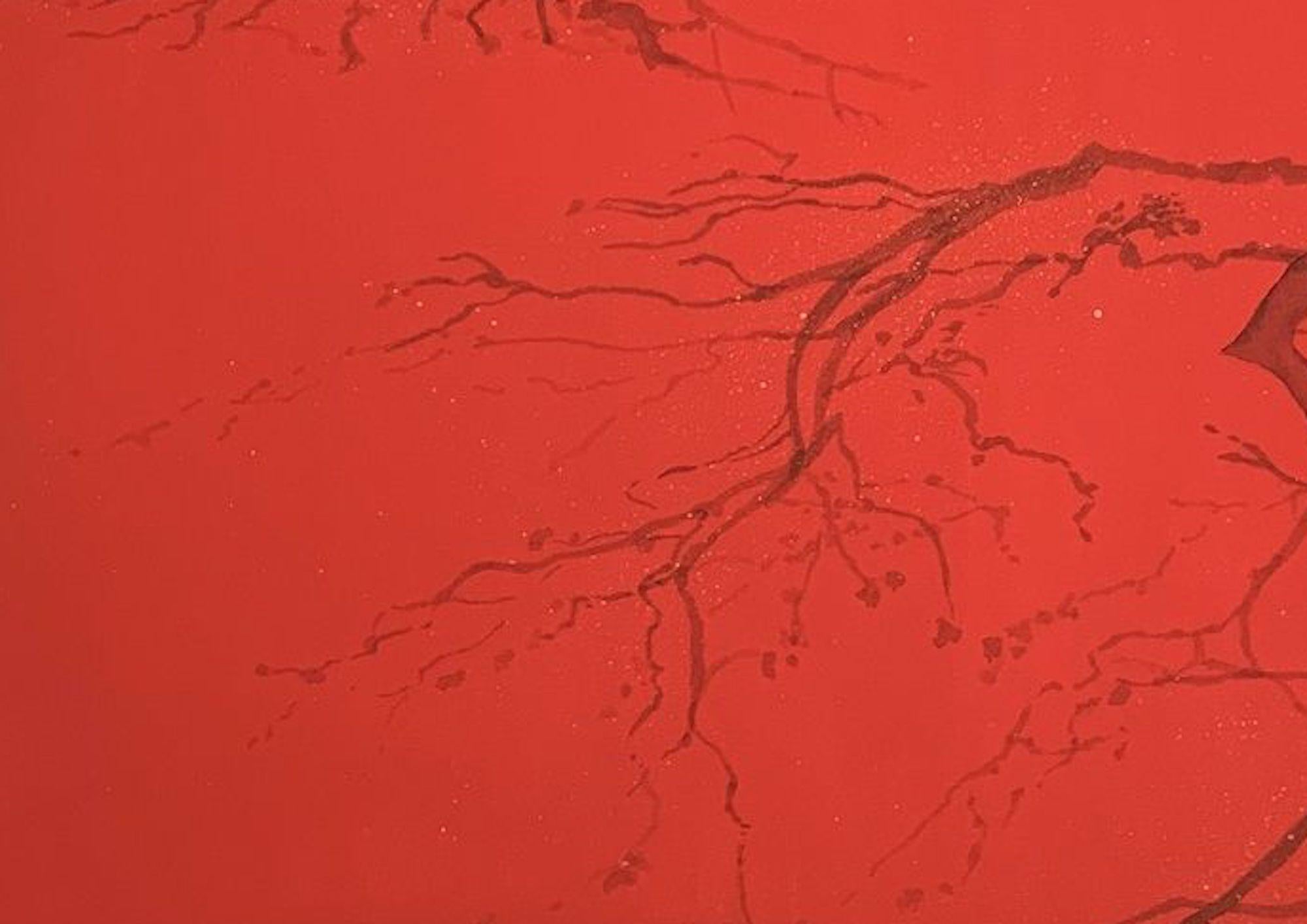 Plume de Higashiyama I de Lumi Mizutani - peinture de style japonais, rouge en vente 5