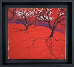 Plume de Higashiyama I de Lumi Mizutani - peinture de style japonais, rouge
