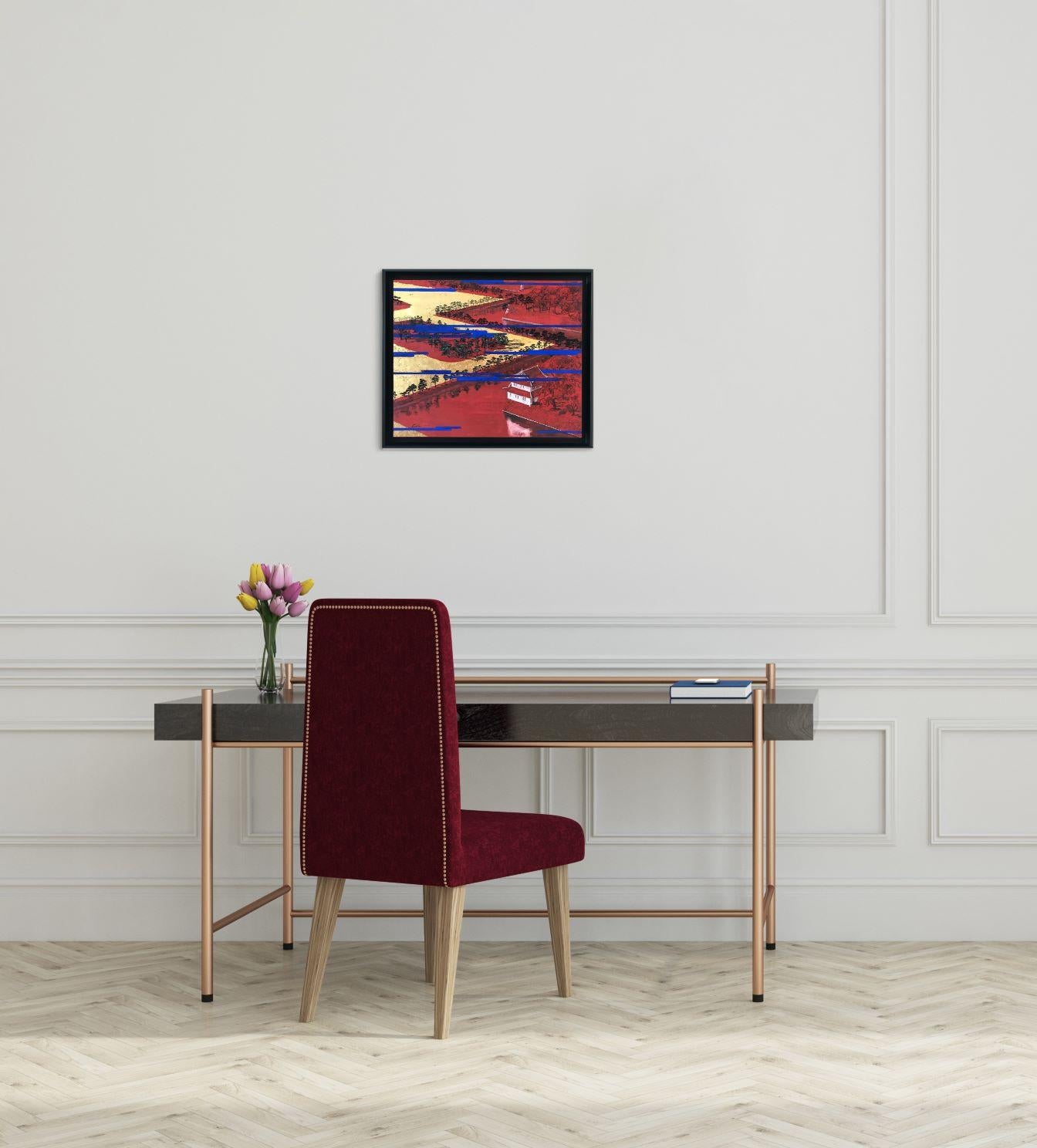 Plaza con Palacio I de Lumi Mizutani - Pintura paisajista japonesa, tonos vivos 1