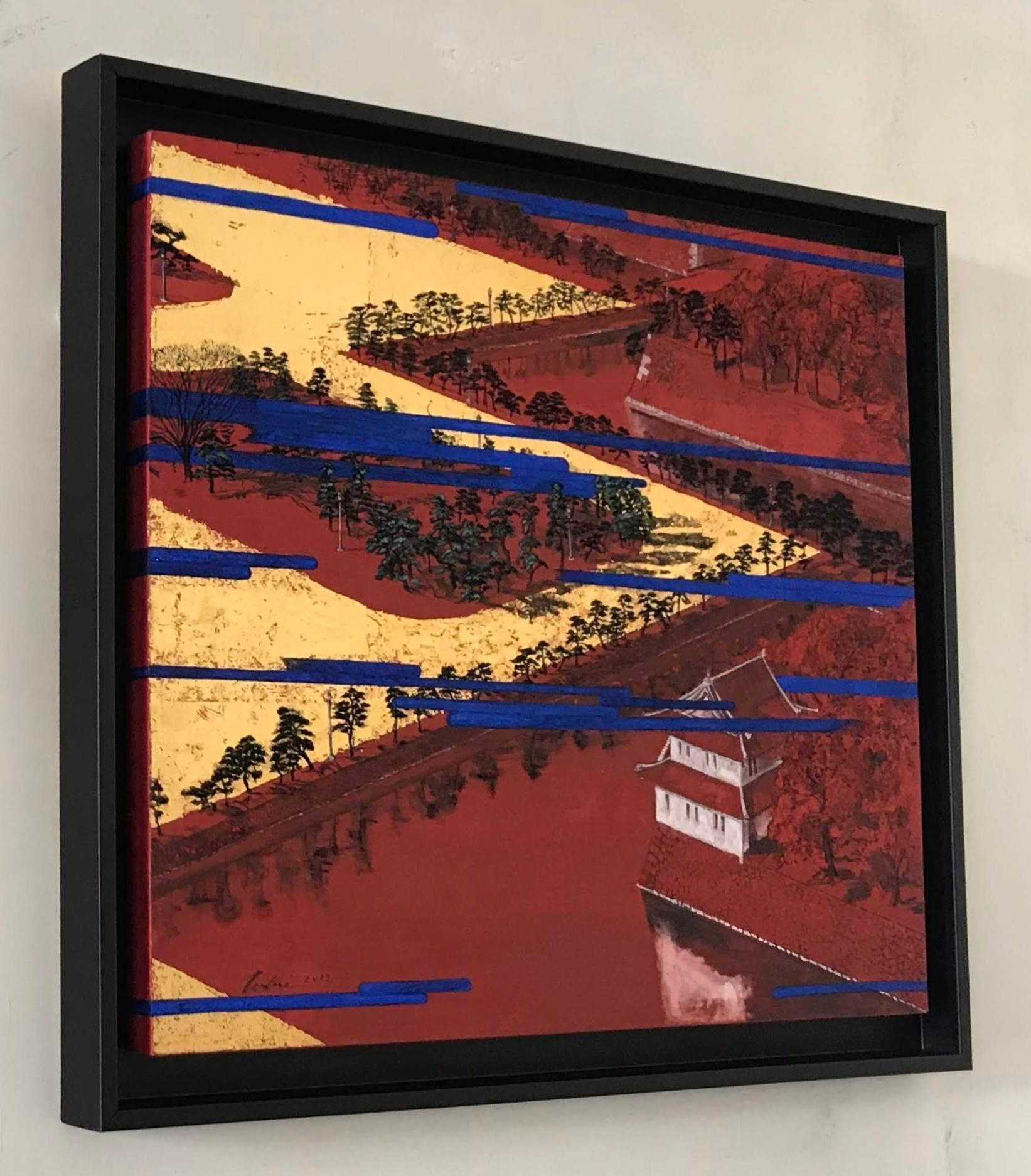 Plaza con Palacio I de Lumi Mizutani - Pintura paisajista japonesa, tonos vivos 2