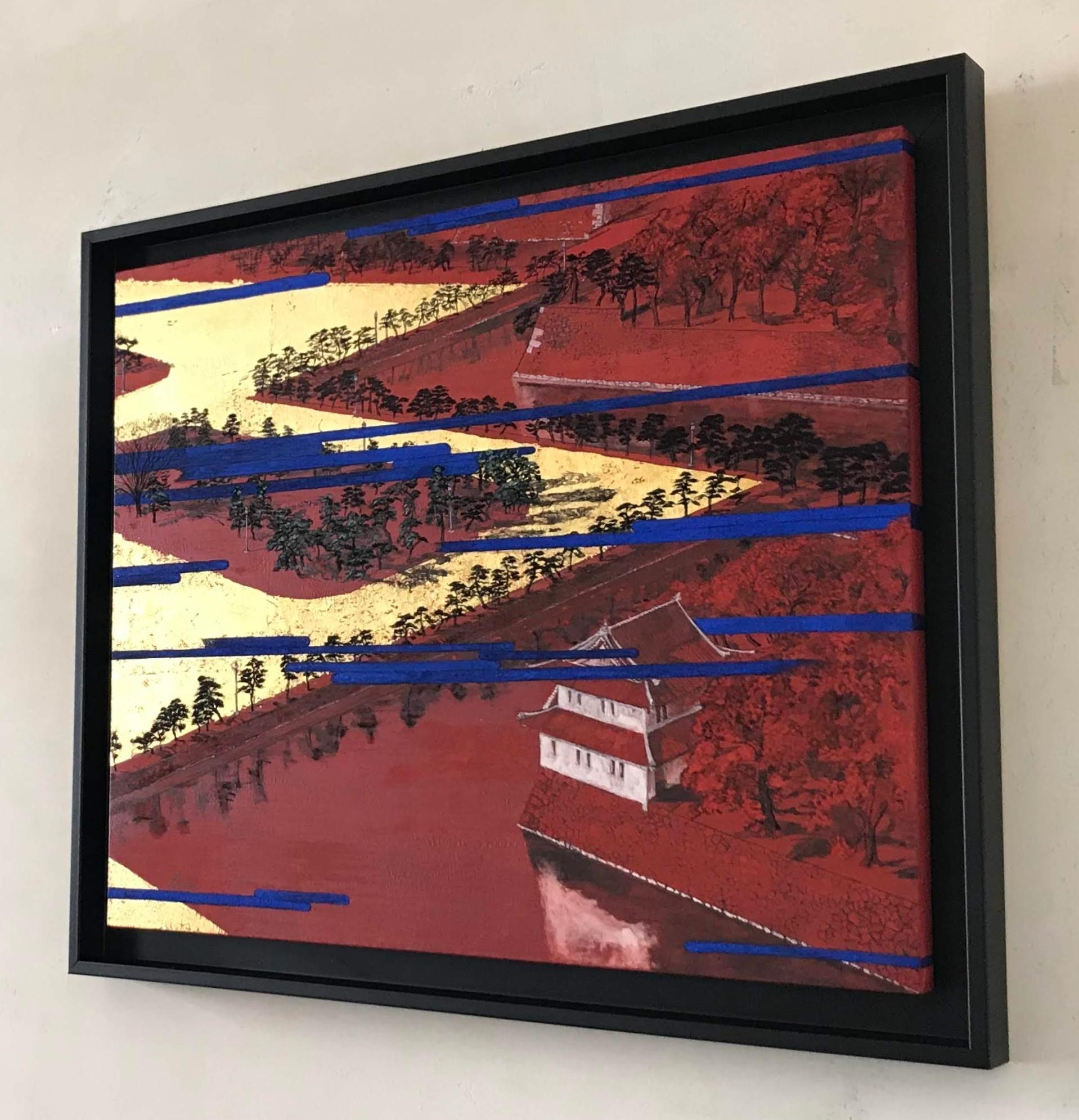 Plaza con Palacio I de Lumi Mizutani - Pintura paisajista japonesa, tonos vivos 4