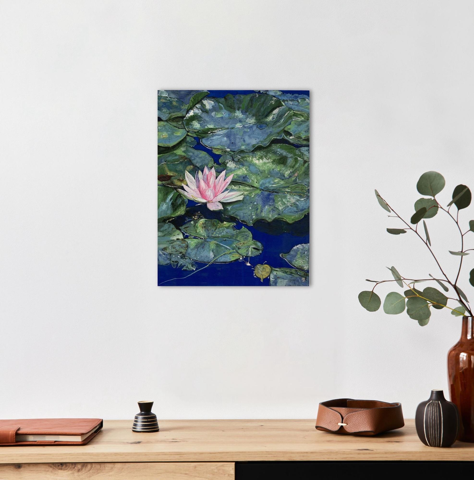 Sommer - Lotus von Lumi Mizutani - Japanische Landschaftsmalerei, Natur, Blume im Angebot 1