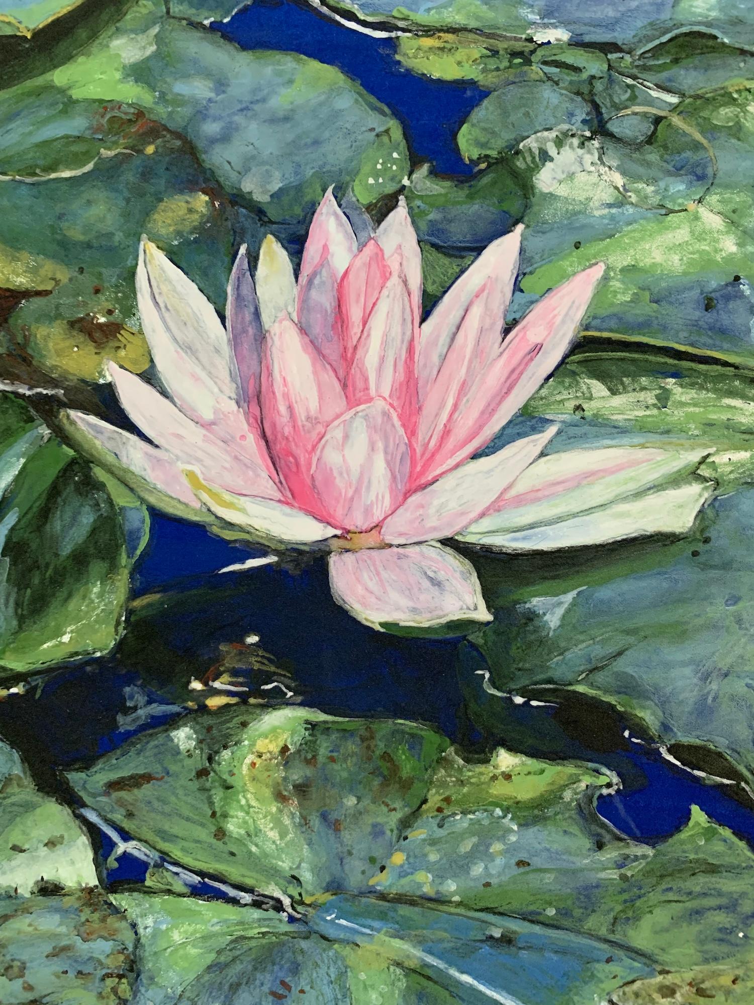 Sommer - Lotus von Lumi Mizutani - Japanische Landschaftsmalerei, Natur, Blume im Angebot 4