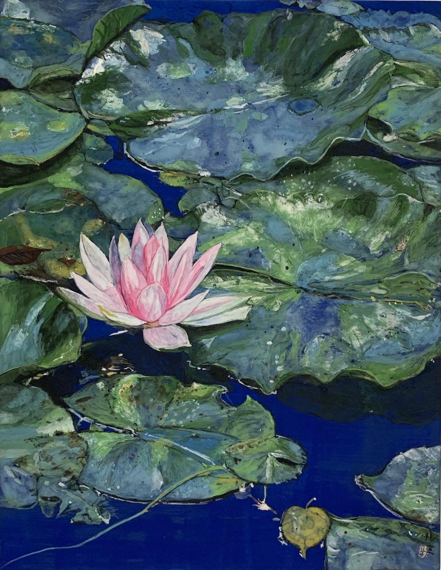 Verano - Loto by Lumi Mizutani - Pintura japonesa de paisaje, naturaleza, flor