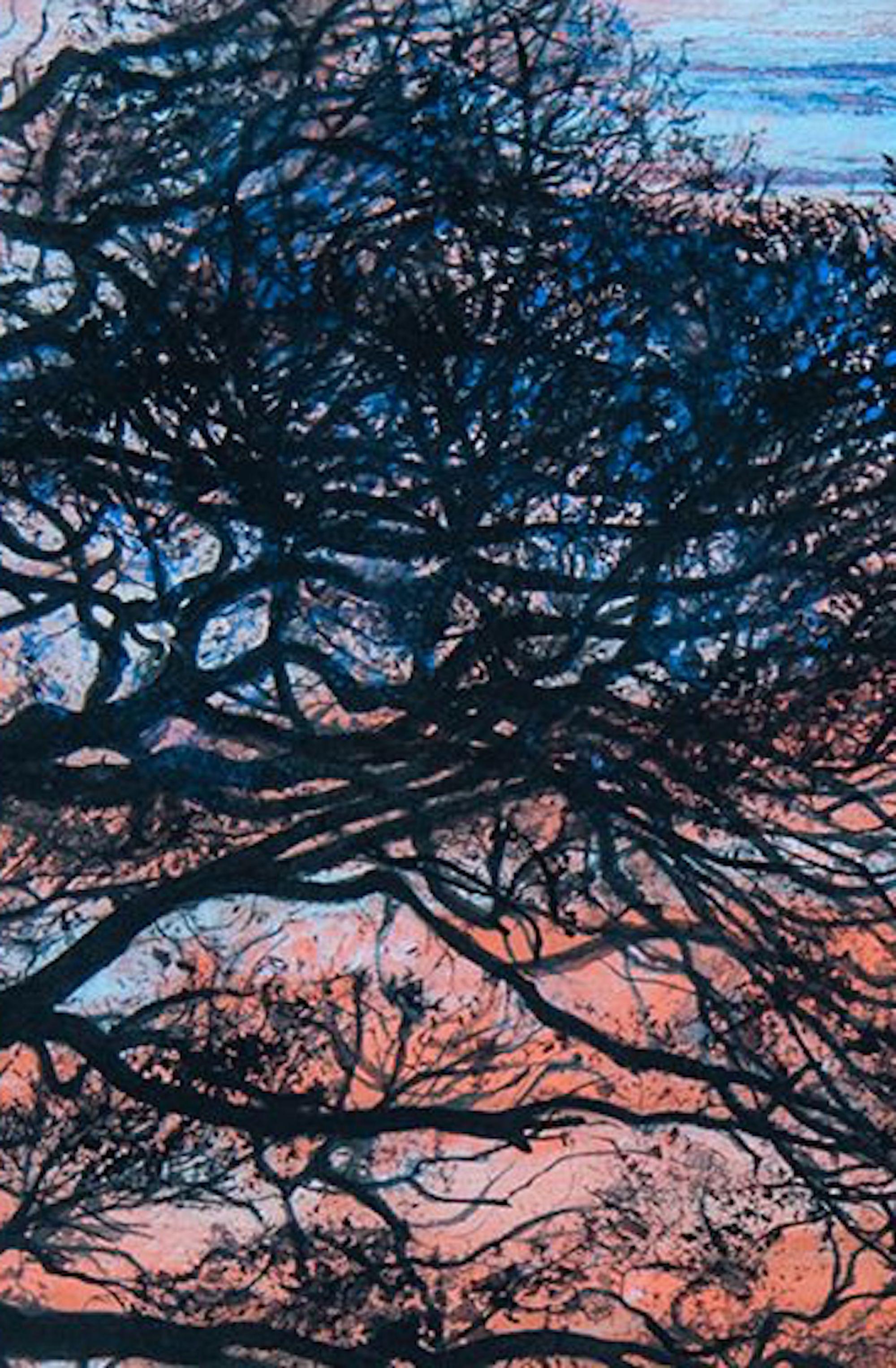 Coucher de soleil à Lumi Mizutani - peinture de style japonais, paysage, arbre, ciel en vente 3
