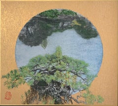 The other shore by Lumi Mizutani - Japanese landscape painting, gold, pigments