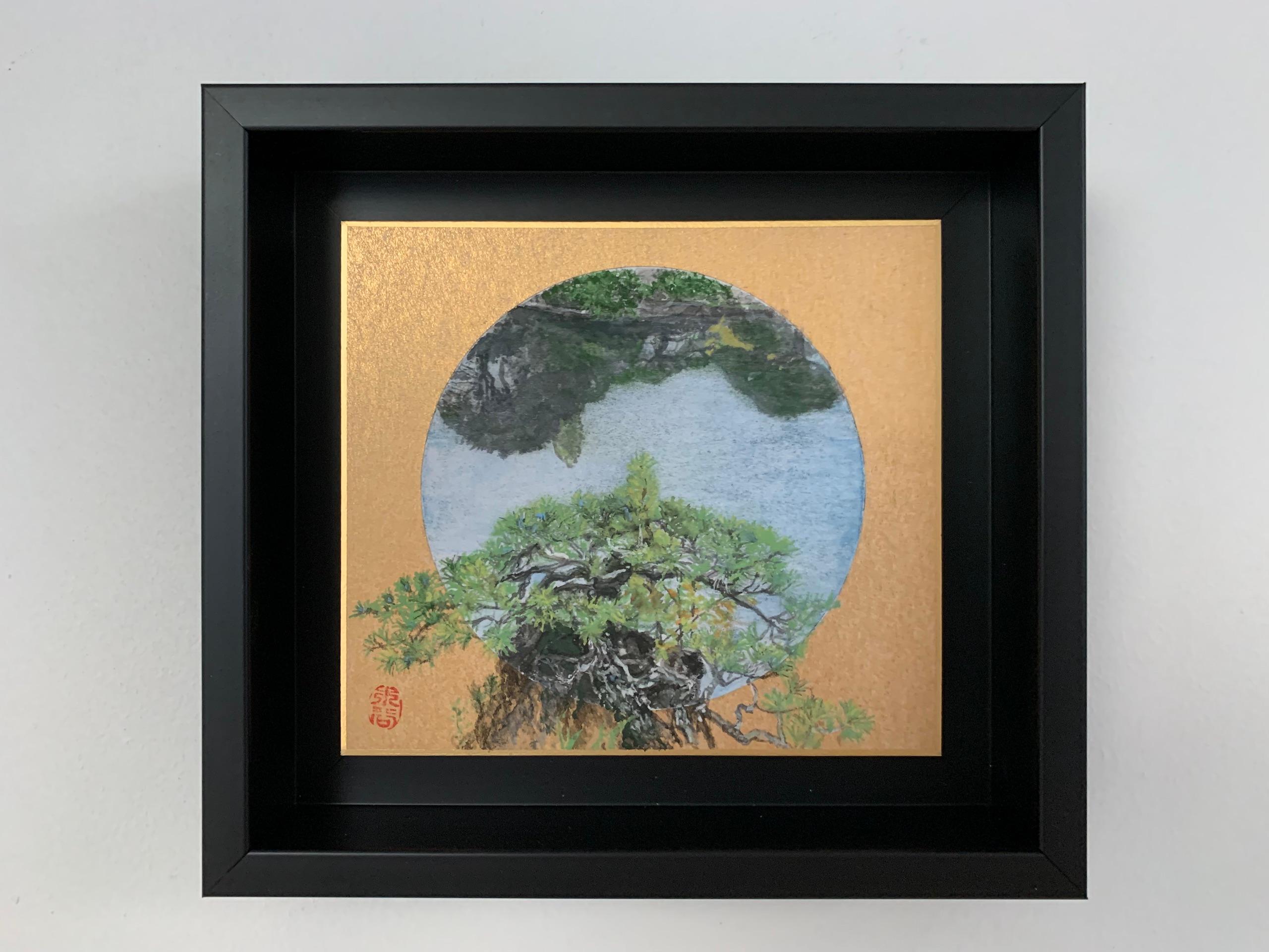 The other shore by Lumi Mizutani - Japanese landscape painting, gold, pigments For Sale 2