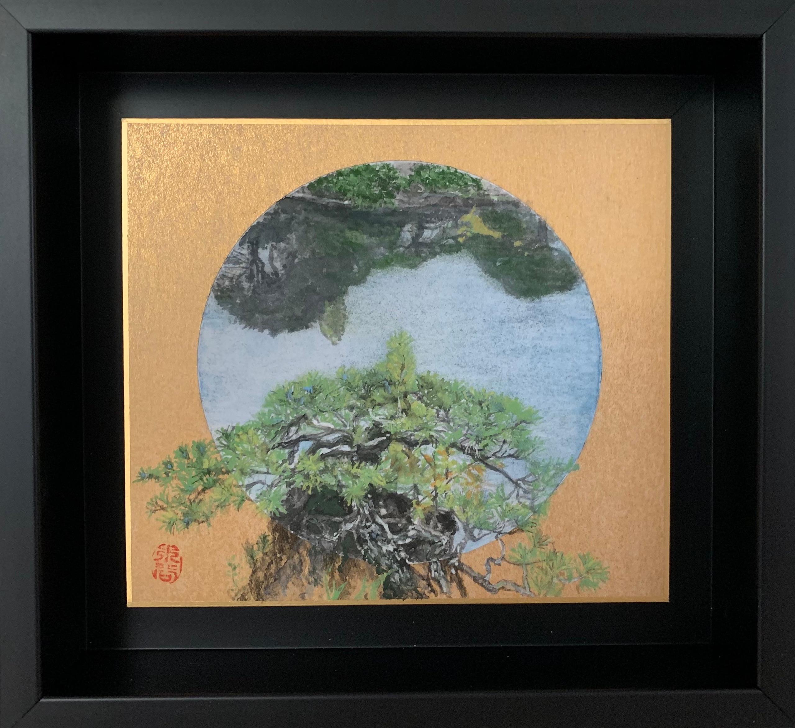The other shore by Lumi Mizutani - Japanische Landschaftsmalerei, Gold, Pigmente