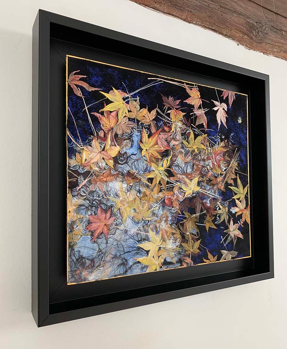 The party’s over I by Lumi Mizutani - Japanese style painting, maple tree leaves For Sale 1