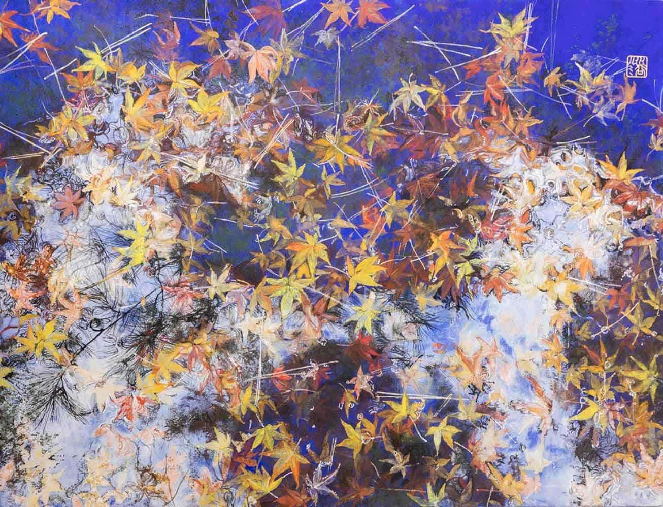 The party’s over III by Lumi Mizutani - Japanese style painting, autumn leaves 