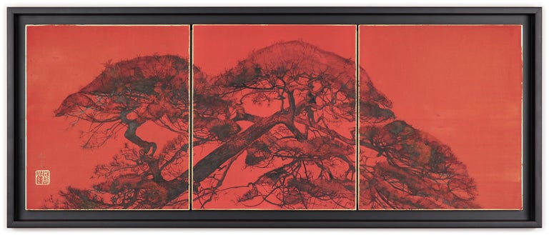 Lumi Mizutani Tilted Pine Ii Japanese Landscape Painting For