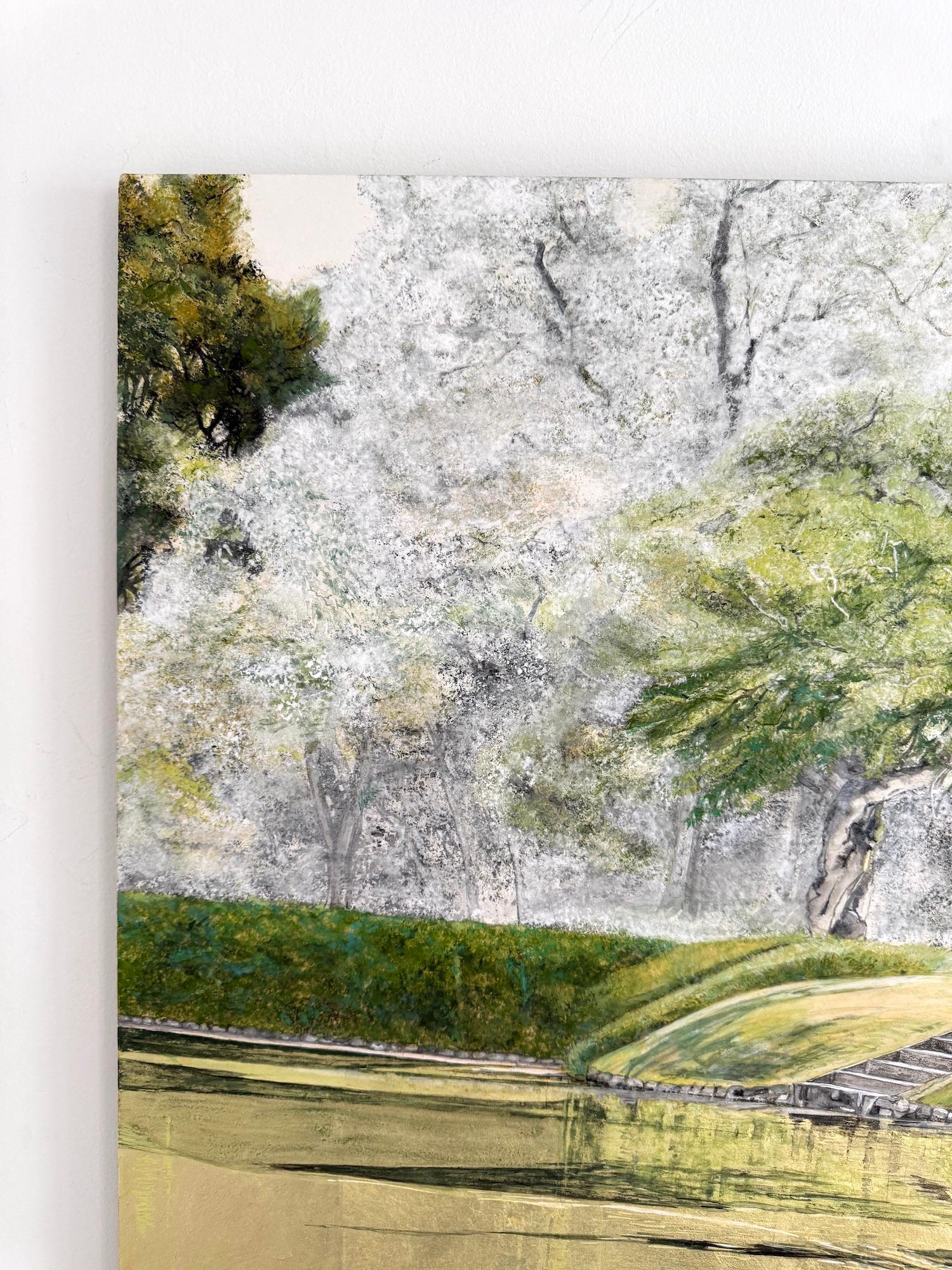 Tokyo Landscape – Hitotsumatsu III by Lumi Mizutani - Japanese painting, trees For Sale 9