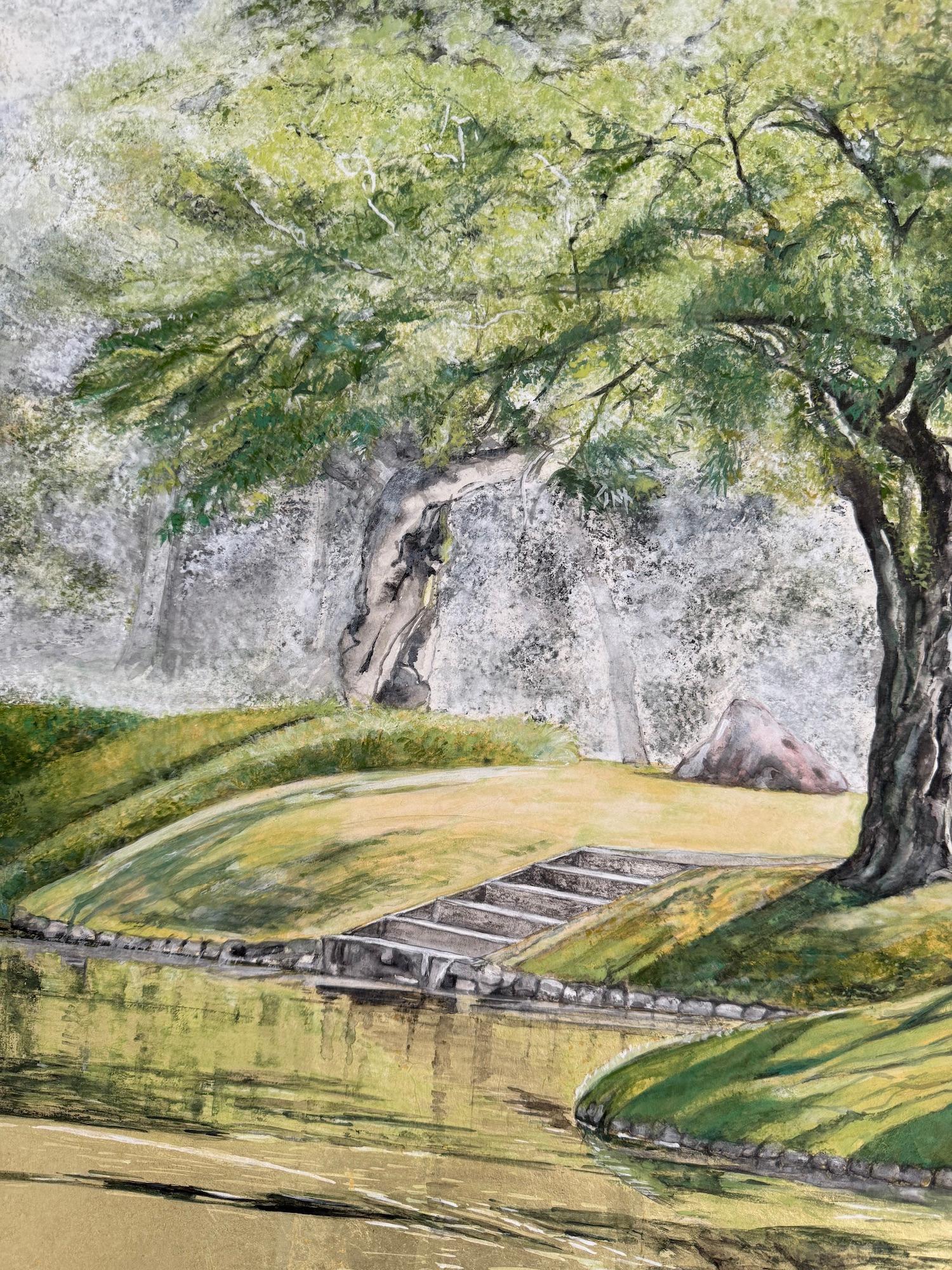 Tokyo Landscape – Hitotsumatsu III by Lumi Mizutani - Japanese painting, trees For Sale 11
