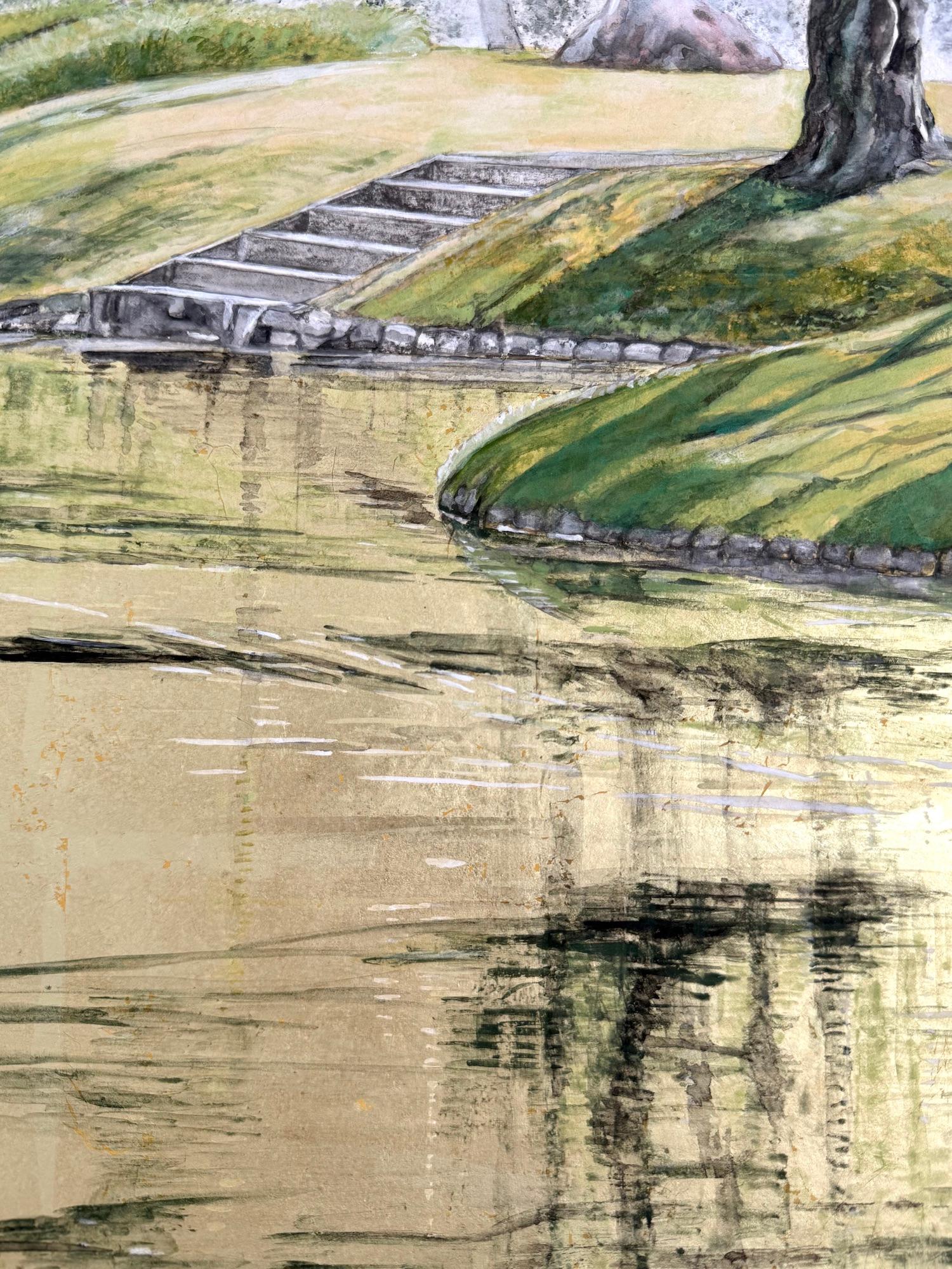 Tokyo Landscape – Hitotsumatsu III by Lumi Mizutani - Japanese painting, trees For Sale 12