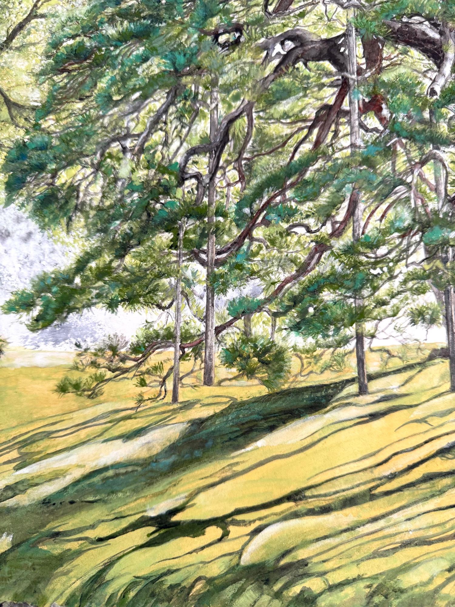 Tokyo Landscape – Hitotsumatsu III by Lumi Mizutani - Japanese painting, trees For Sale 7