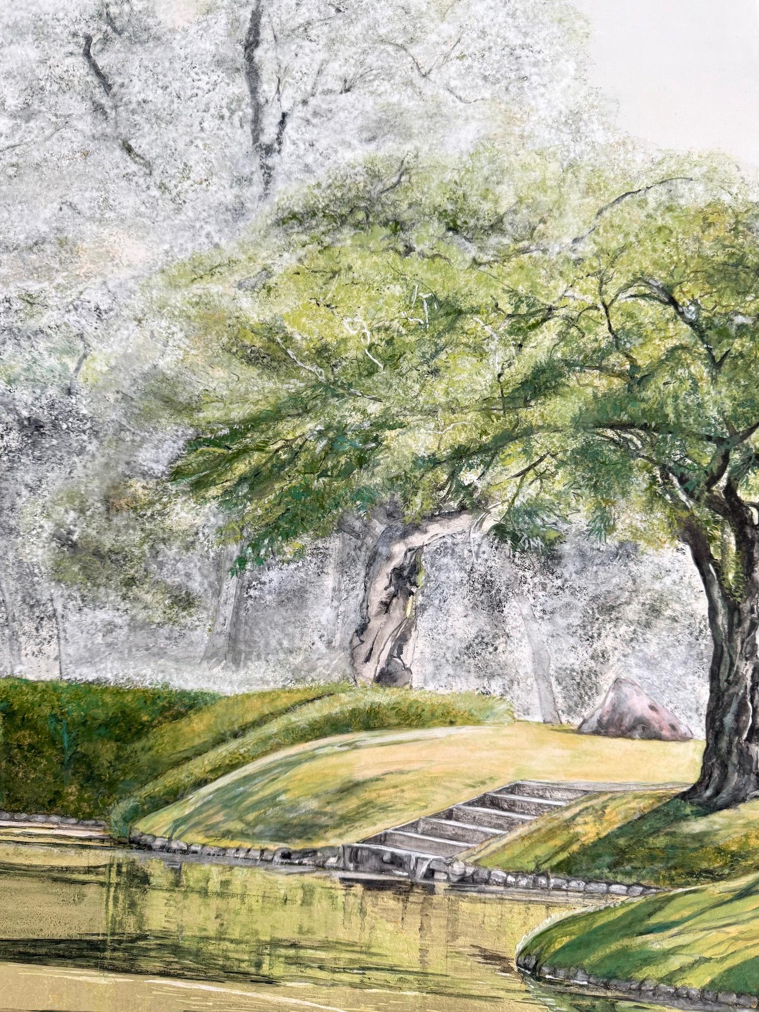 Tokyo Landscape – Hitotsumatsu III by Lumi Mizutani - Japanese painting, trees For Sale 8