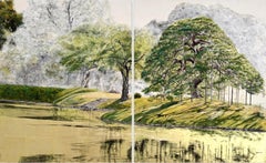 Tokyo Landscape – Hitotsumatsu III by Lumi Mizutani - Japanese painting, trees