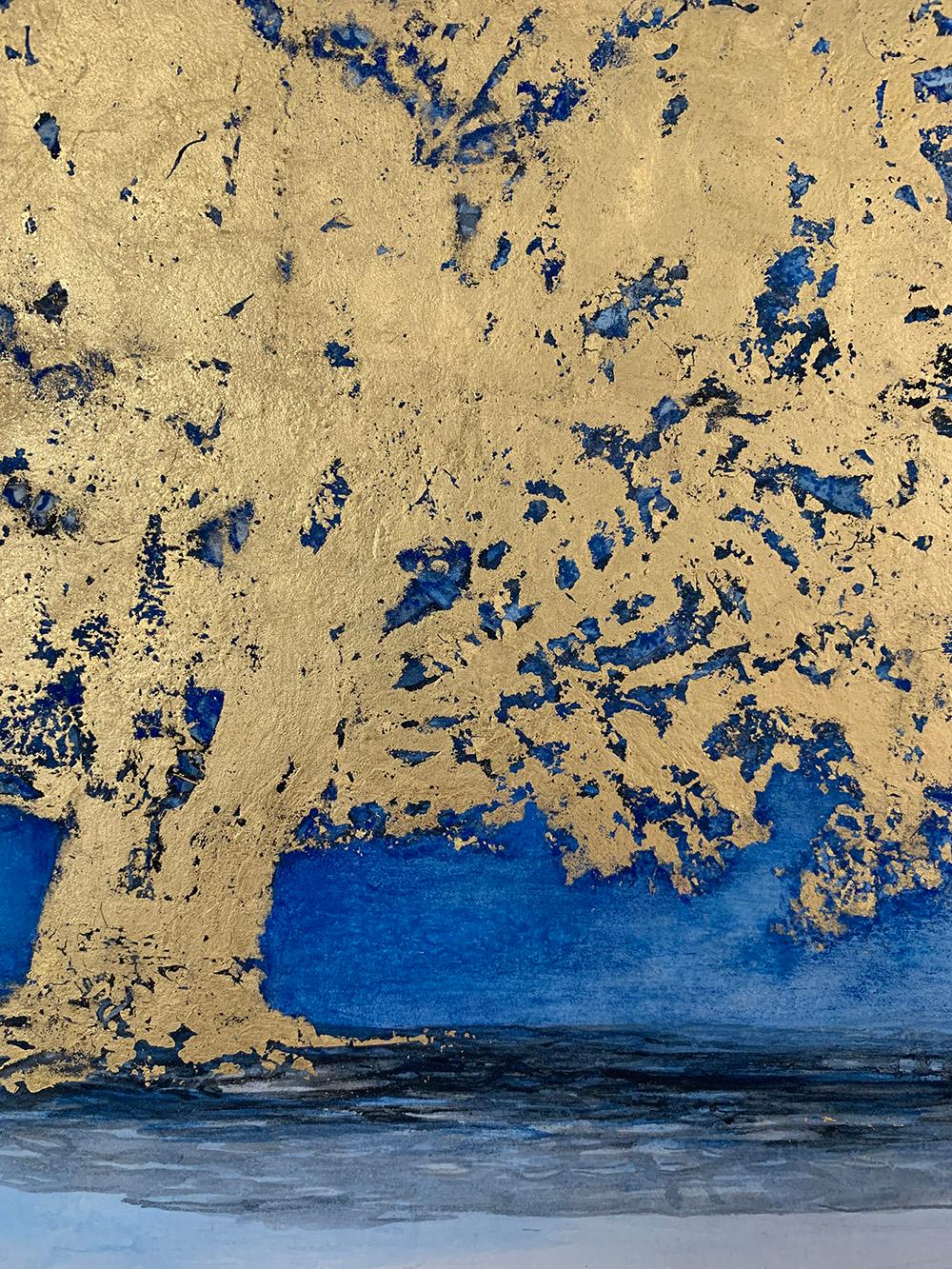 Untitled VI by Lumi Mizutami - Japanese landscape painting, tree, gold leaf - Contemporary Painting by Lumi Mizutani