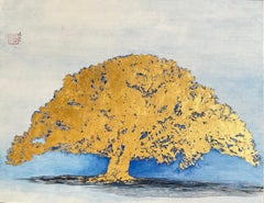 Untitled VI by Lumi Mizutani - Japanese Style Painting, Gold Leaf Tree