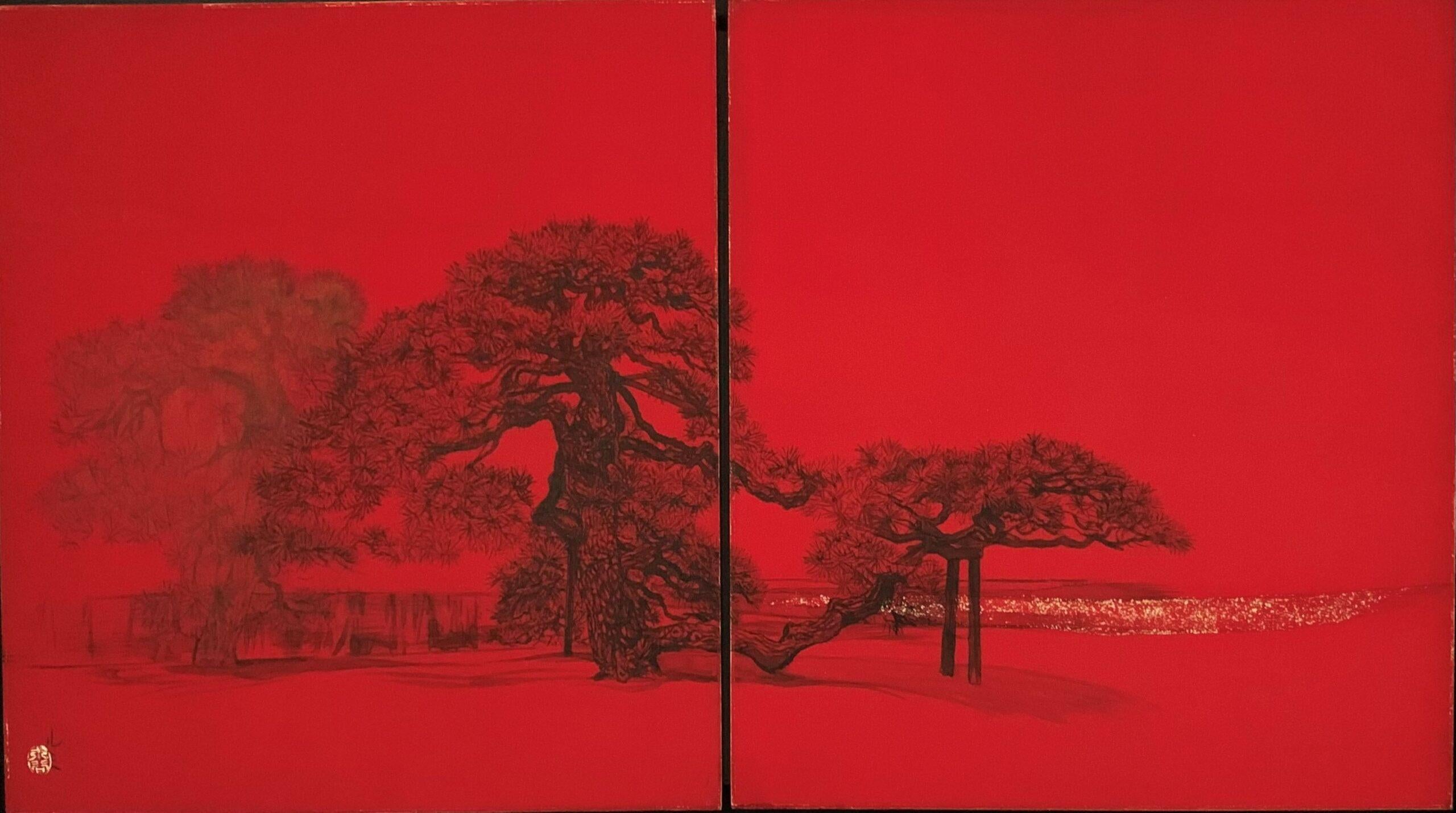 Stadtlandschaft III ist ein einzigartiges Gemälde des zeitgenössischen Künstlers Lumi Mizutani. Das Gemälde ist mit chinesischer Malerei, Tusche und Blattgold auf japanischem Karton gemalt und misst 27,3 × 48,4 cm (10,7 × 19,1 in). Die Maße des