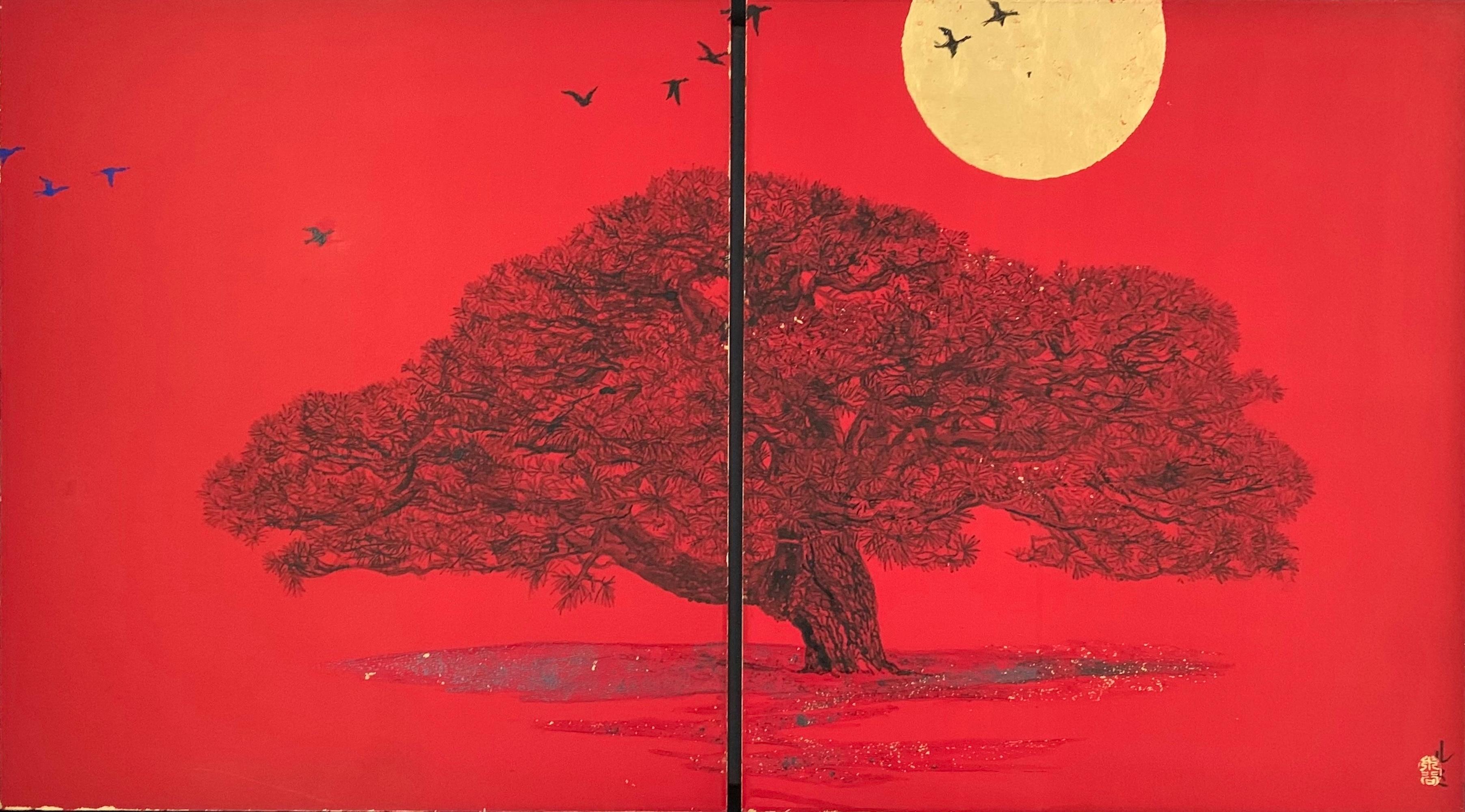 Urban Landscape V – Migratory Birds by Lumi Mizutani - Japanese art, diptych