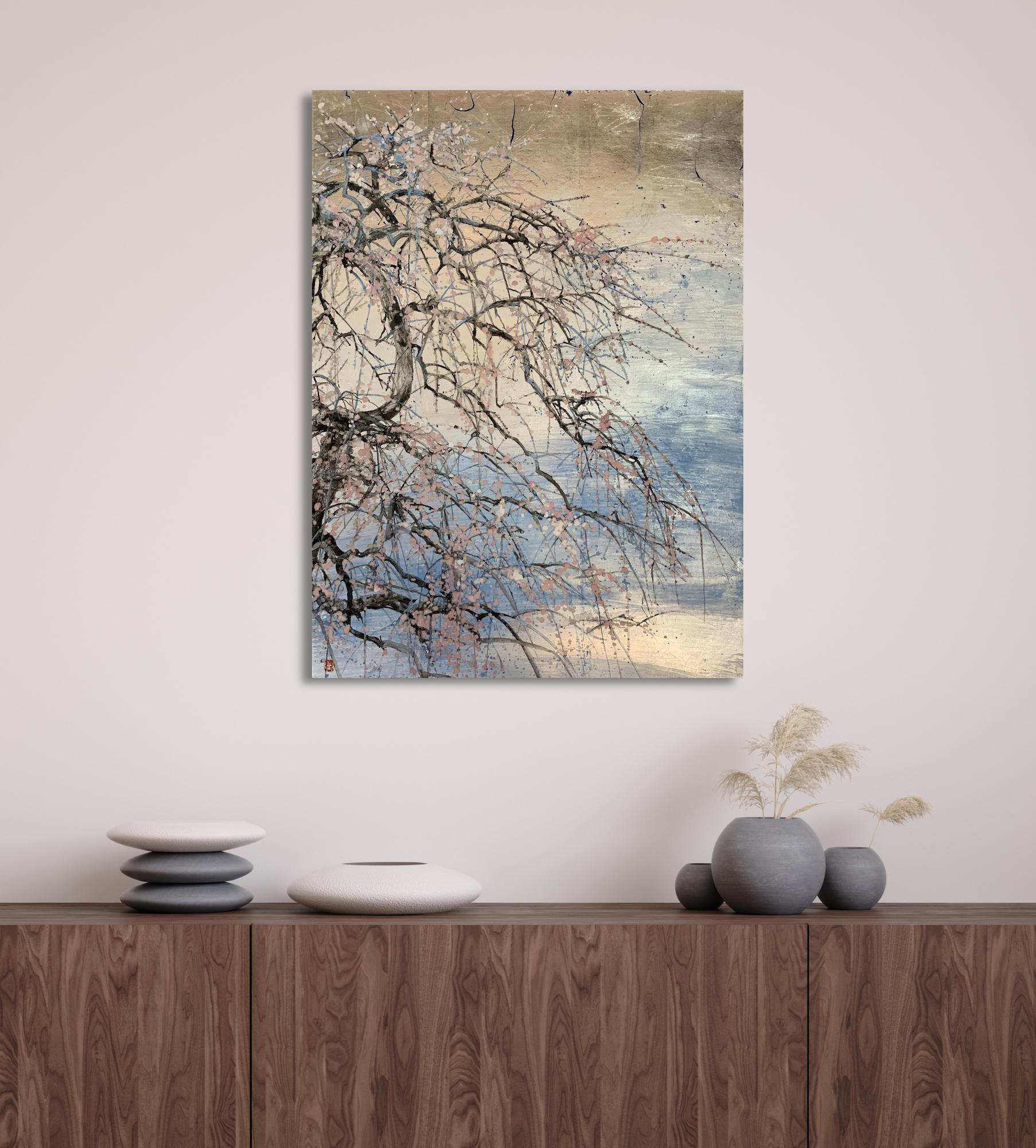 Waiting for a Nightingale II de Lumi Mizutani - peinture de paysage japonaise en vente 2