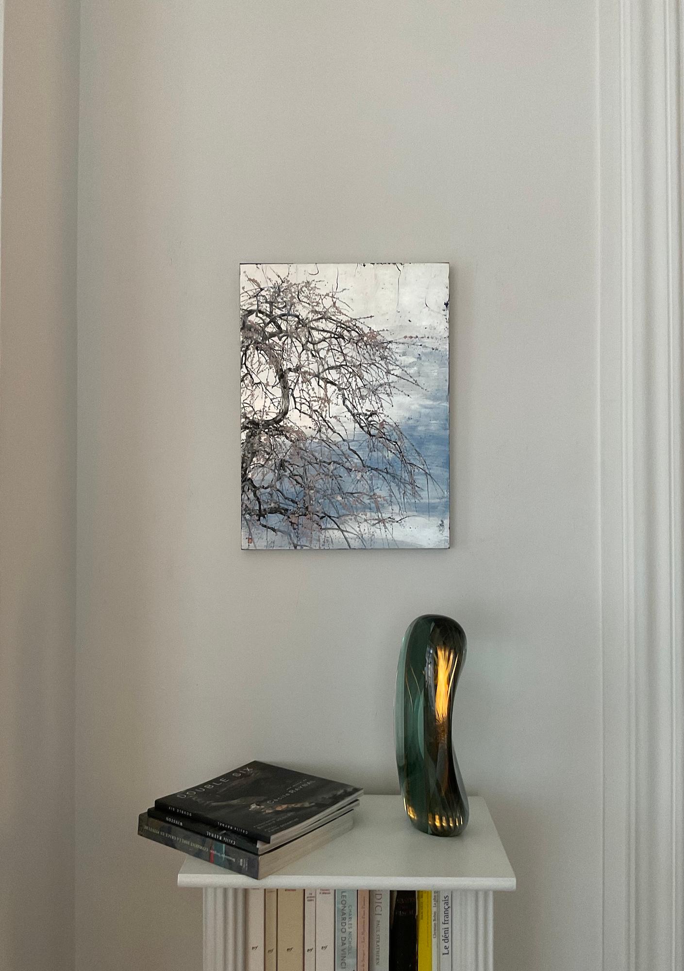 Waiting for a Nightingale II de Lumi Mizutani - peinture de paysage japonaise en vente 1