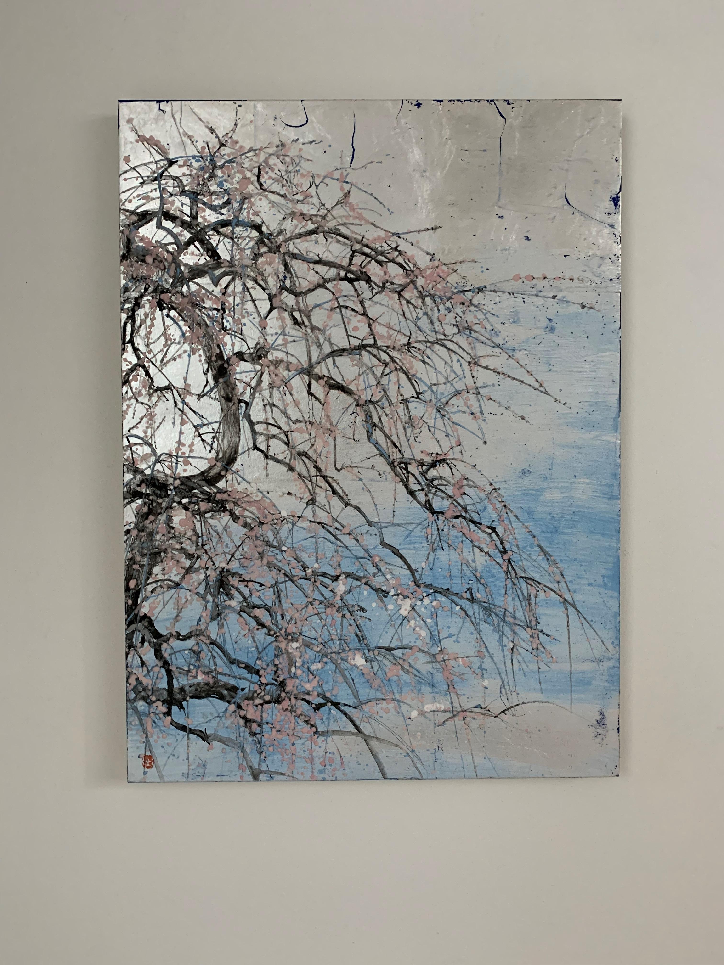 Waiting for a Nightingale II de Lumi Mizutani - peinture de paysage japonaise en vente 4