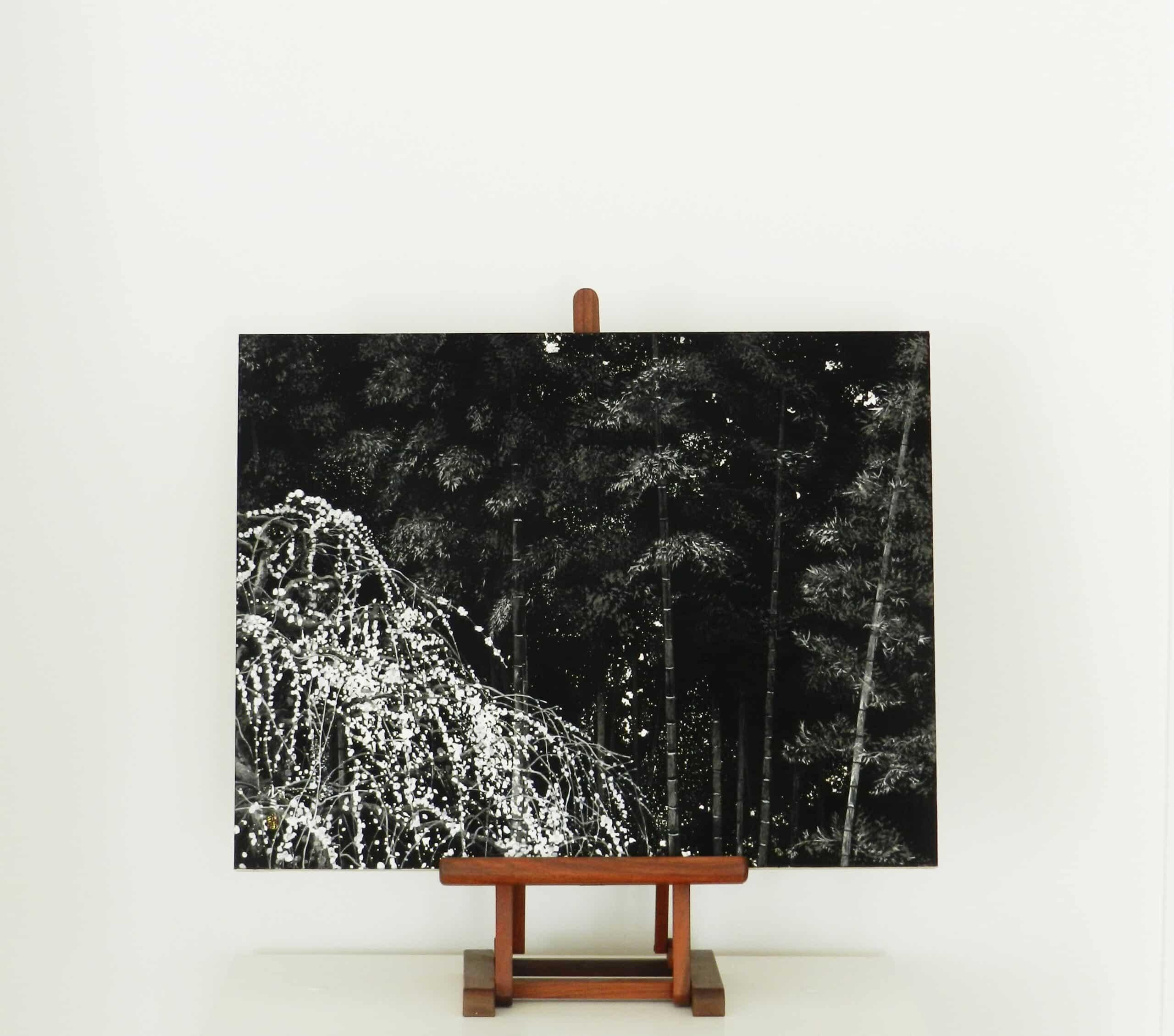 Weeping Plum Tree IV by Lumi Mizutani - Japanese style landscape painting For Sale 1